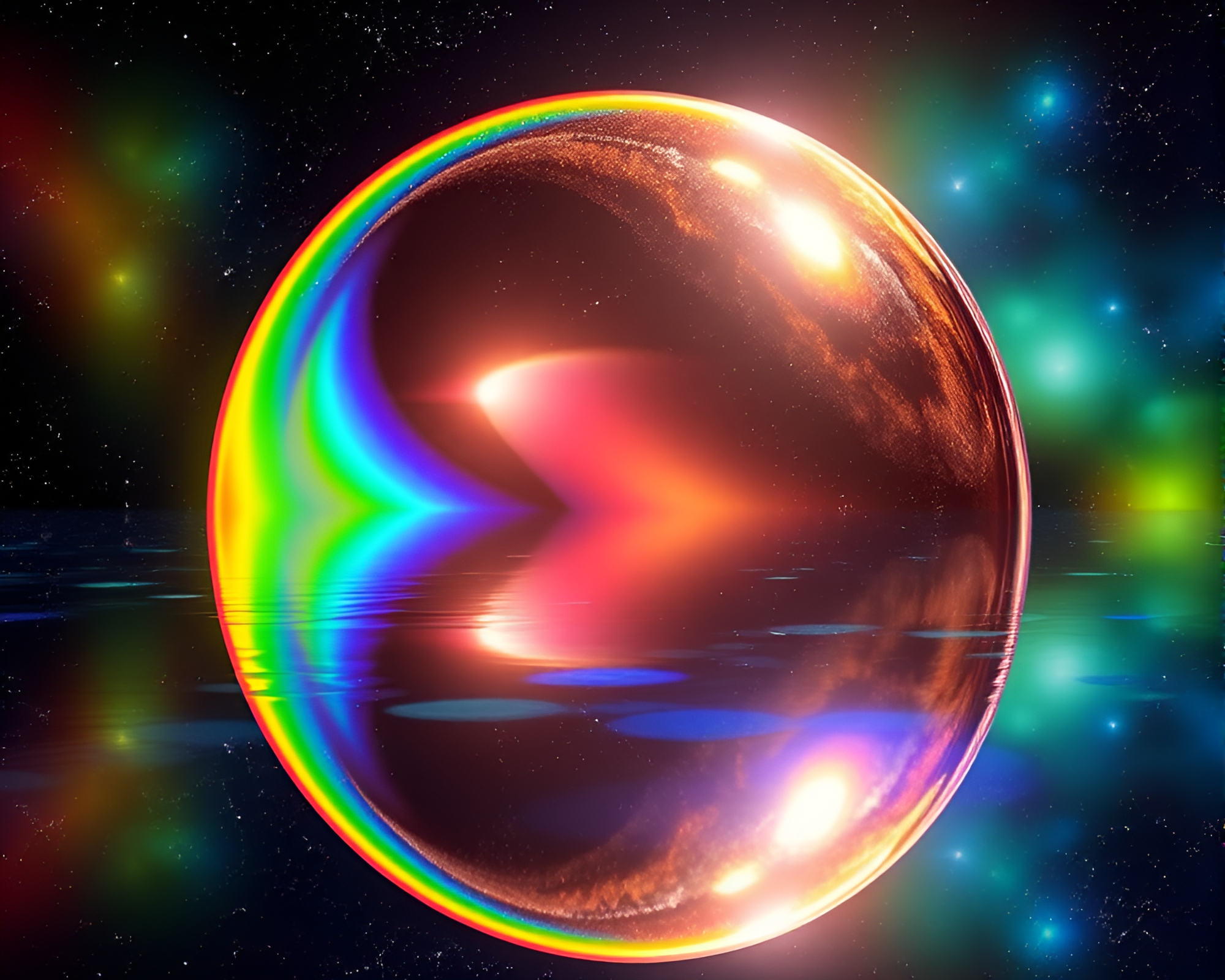 Cosmic Rainbow Double Reflection Augmented Reality – free AI stock image