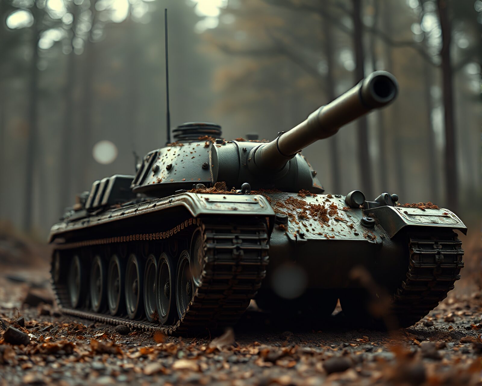Subsurface scattering armored tank from low angle view