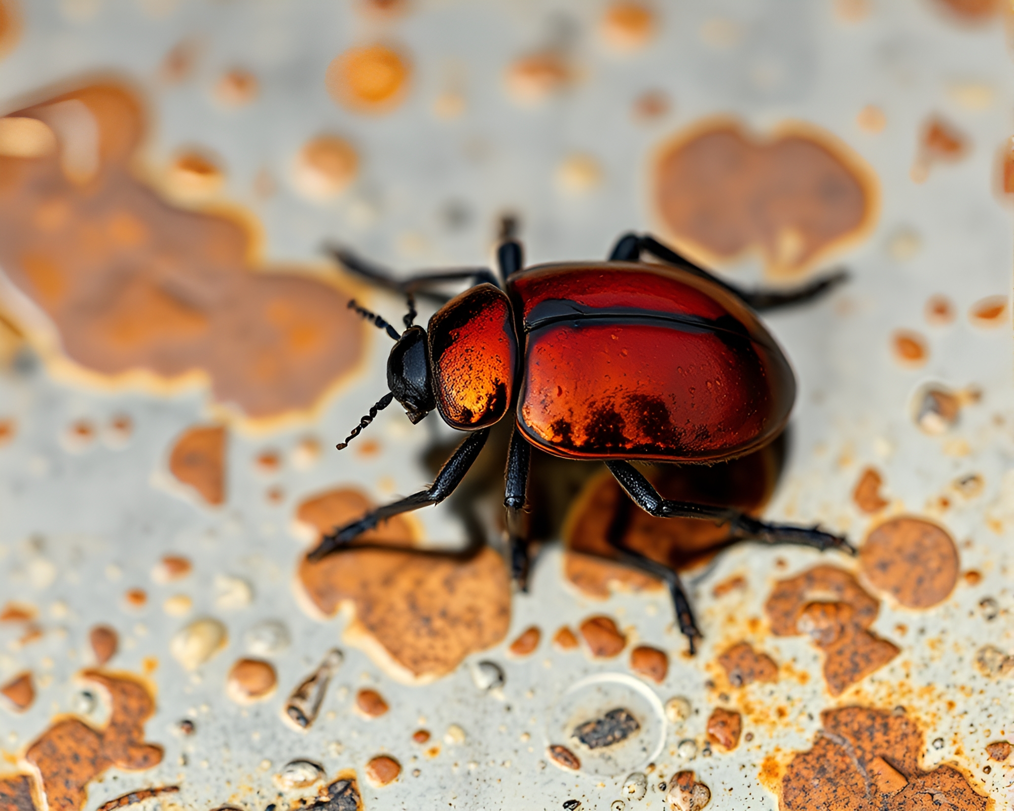 Rainy Beetle: Rusty Flakes in Skeuomorphic Design – free AI stock image