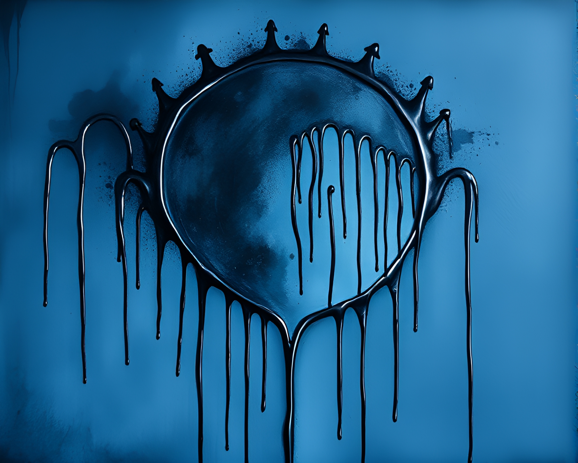 Haunted Mirror Reflection: Steel-Blue Ink Wash Contours – free AI stock image