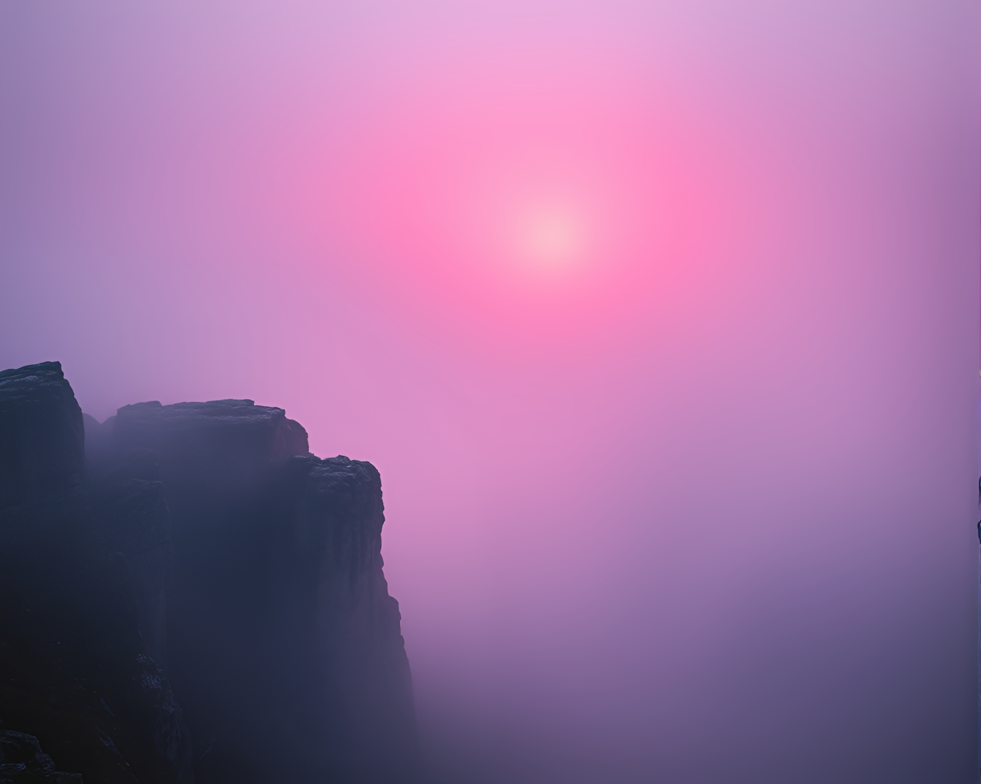 Enchanted Glowing Rune Stone in Pink Fog Banks – free AI stock image