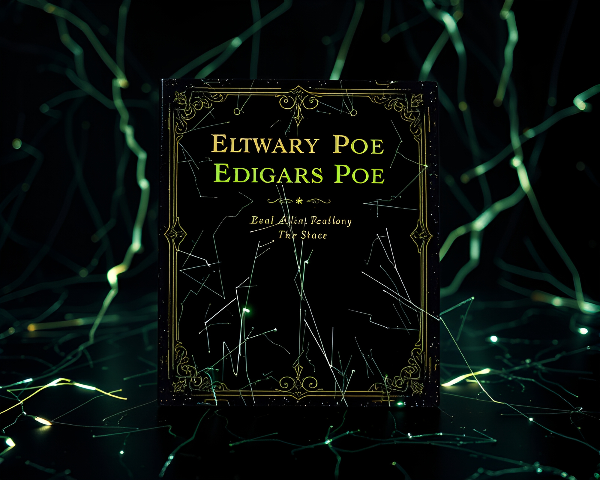 Glow-in-the-Dark Edgar Allan Poe Metal Art – free AI stock image
