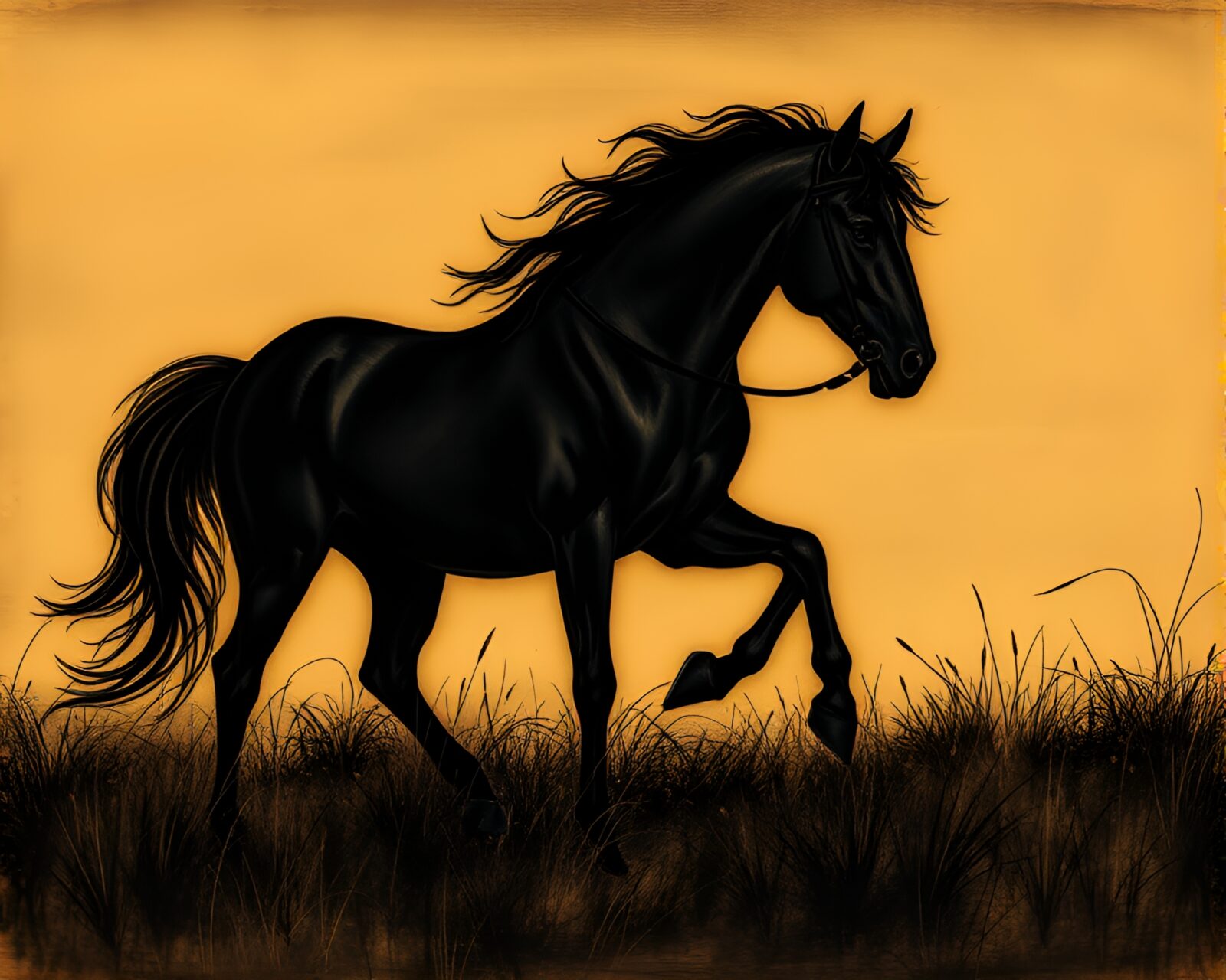 Fantasy centaur creature in noir lighting and etched lines