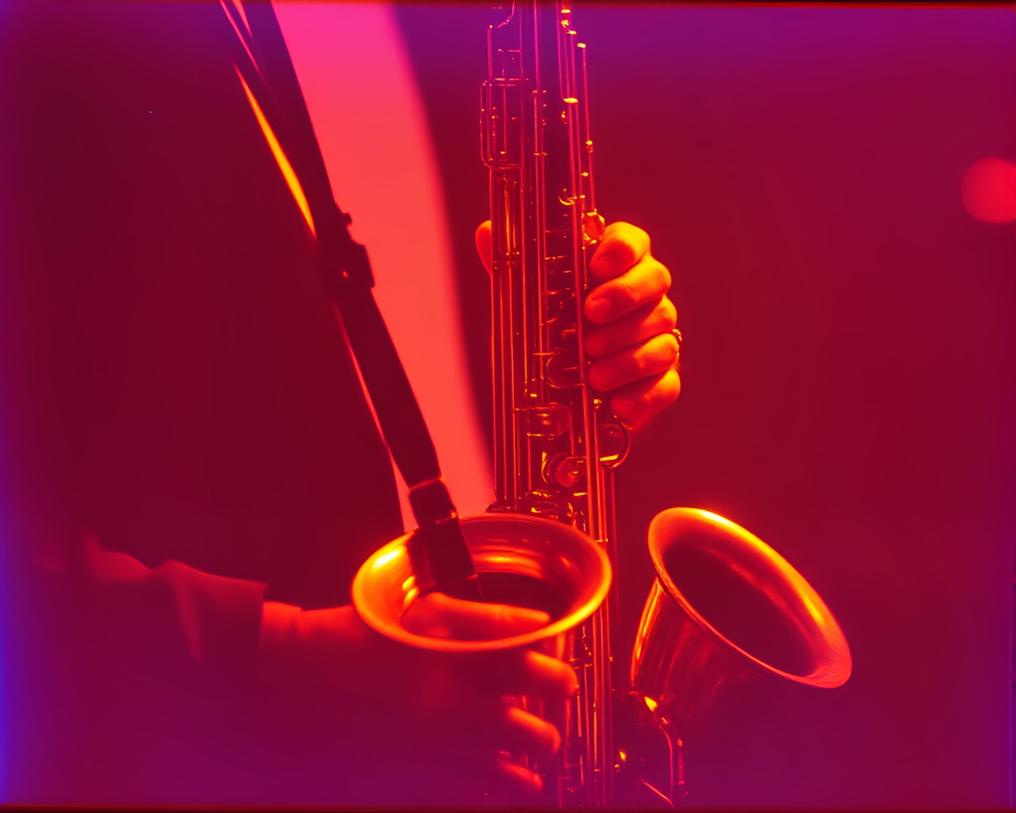 Saxophone Serenade in Holographic Shadows – free AI stock image