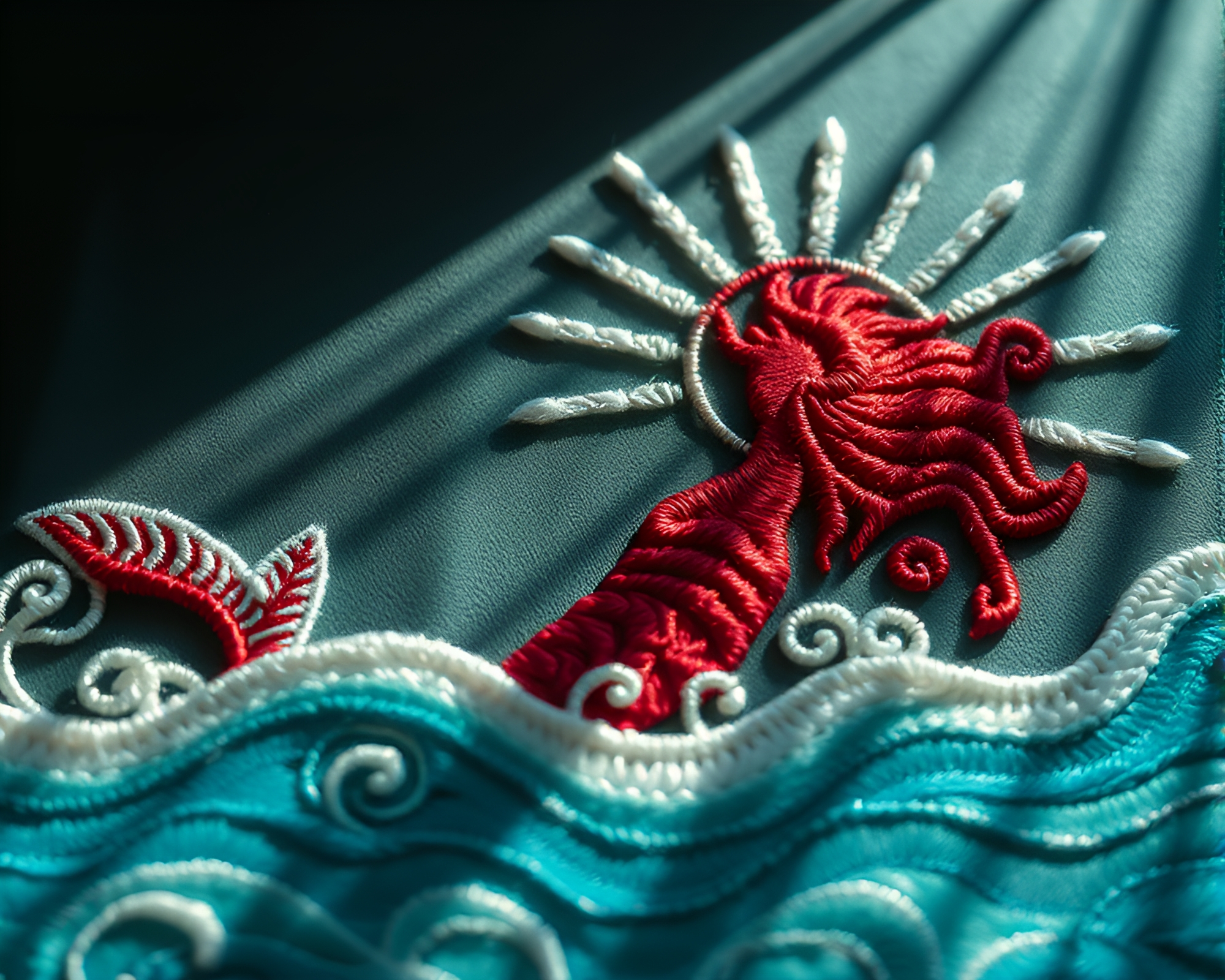 Mystical Siren Embroidered in God Rays – free AI stock image