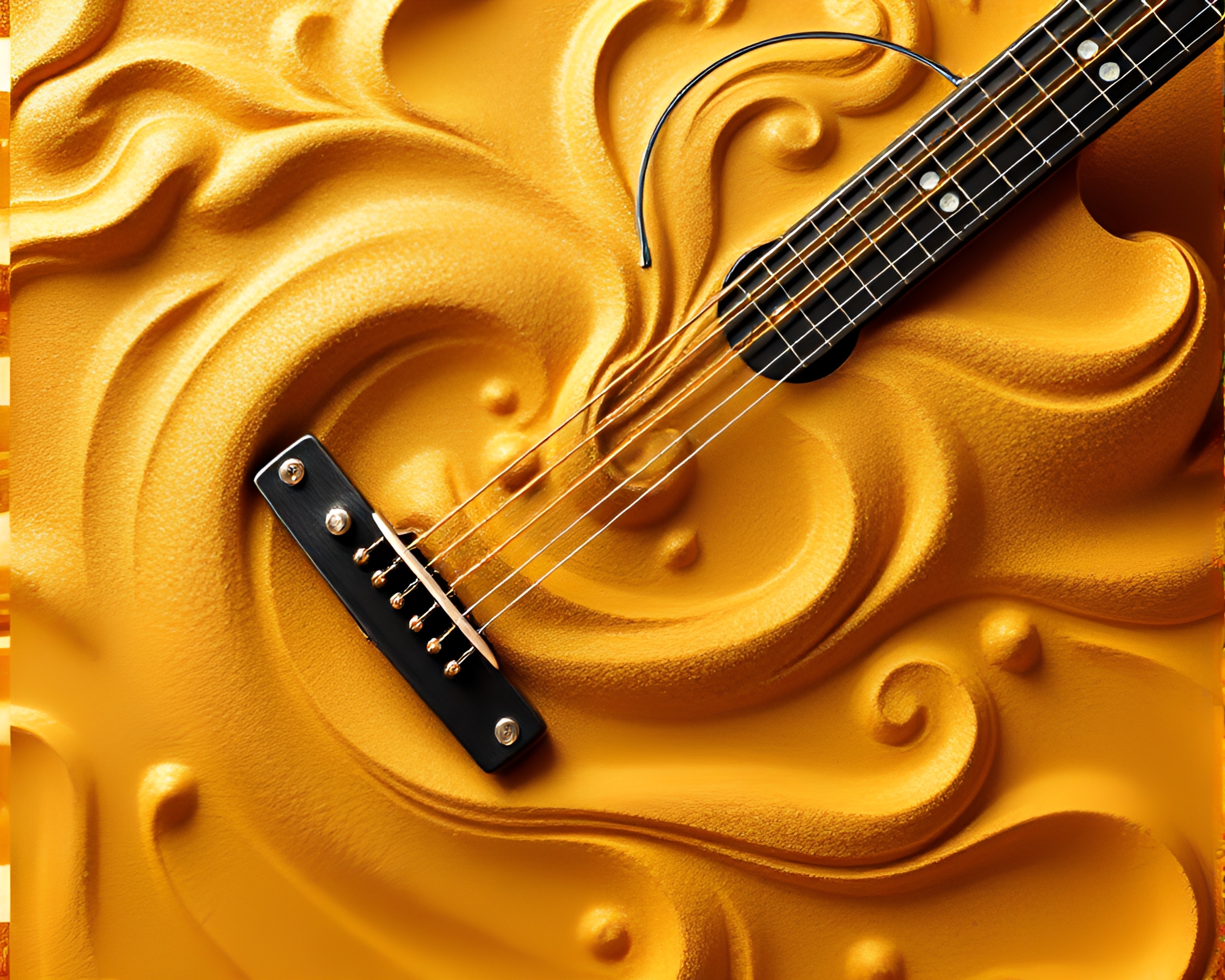 Sandy Swirls Surround Guitarist in Fractal Harmony – free AI stock image