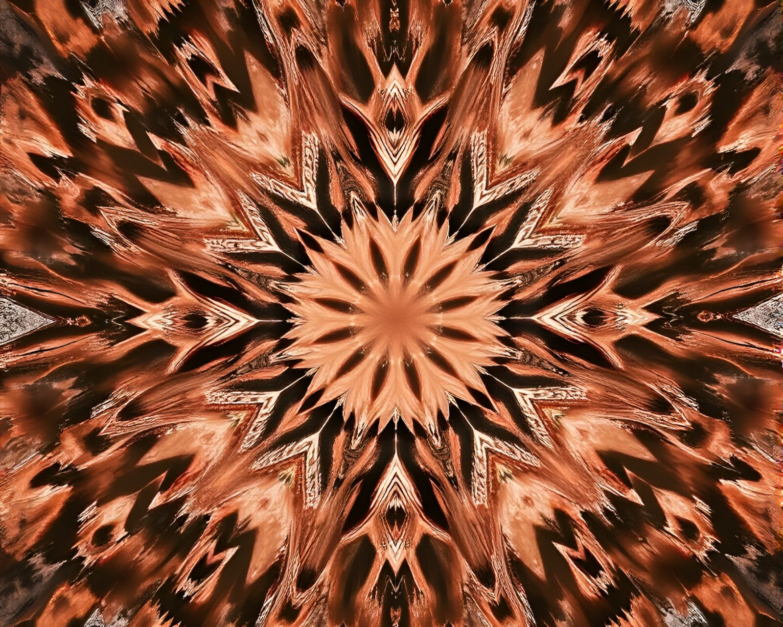 Grisaille landscape of radial symmetry in rose gold hues