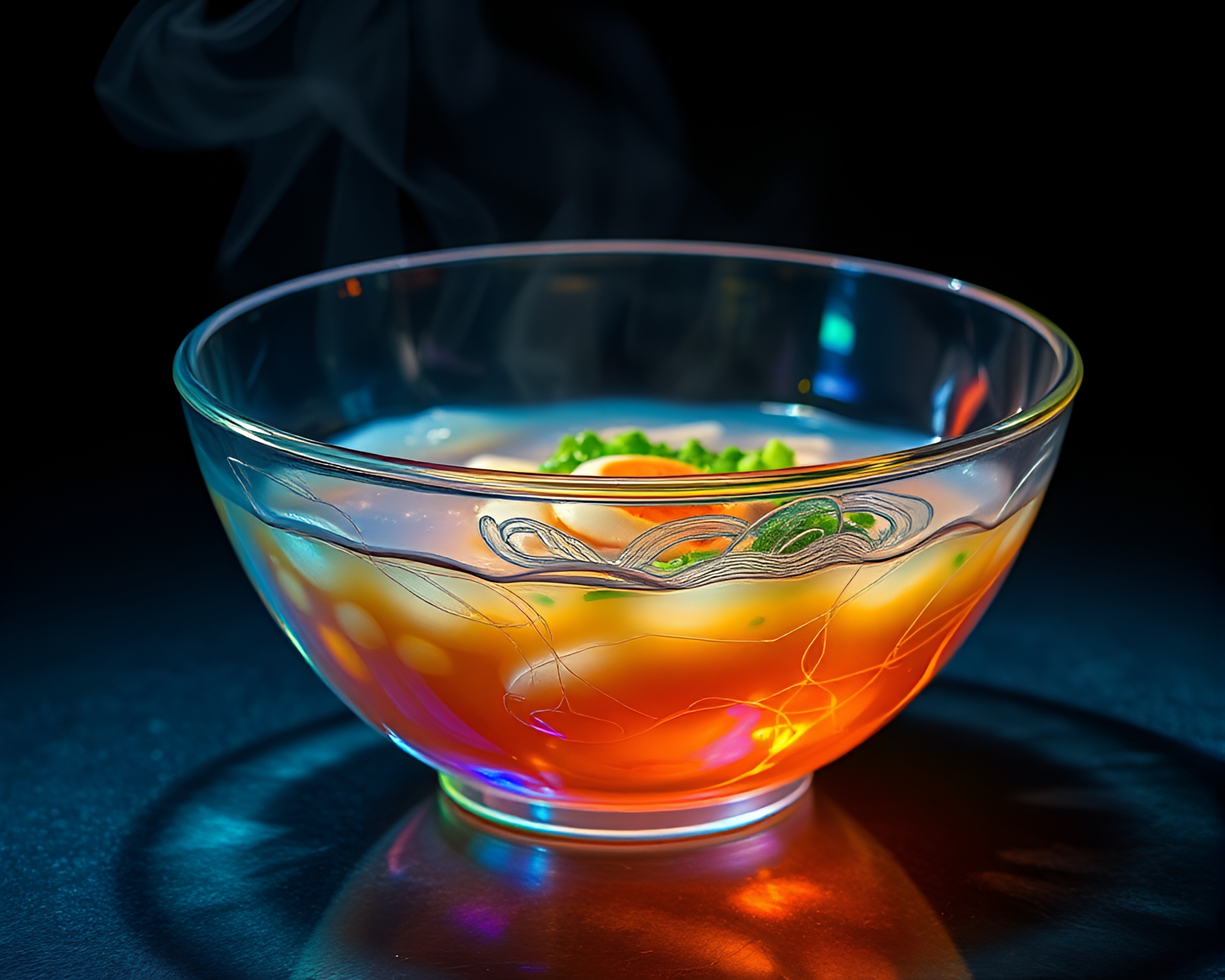 Ramen Bowl in Soap Film Iridescence – free AI stock image