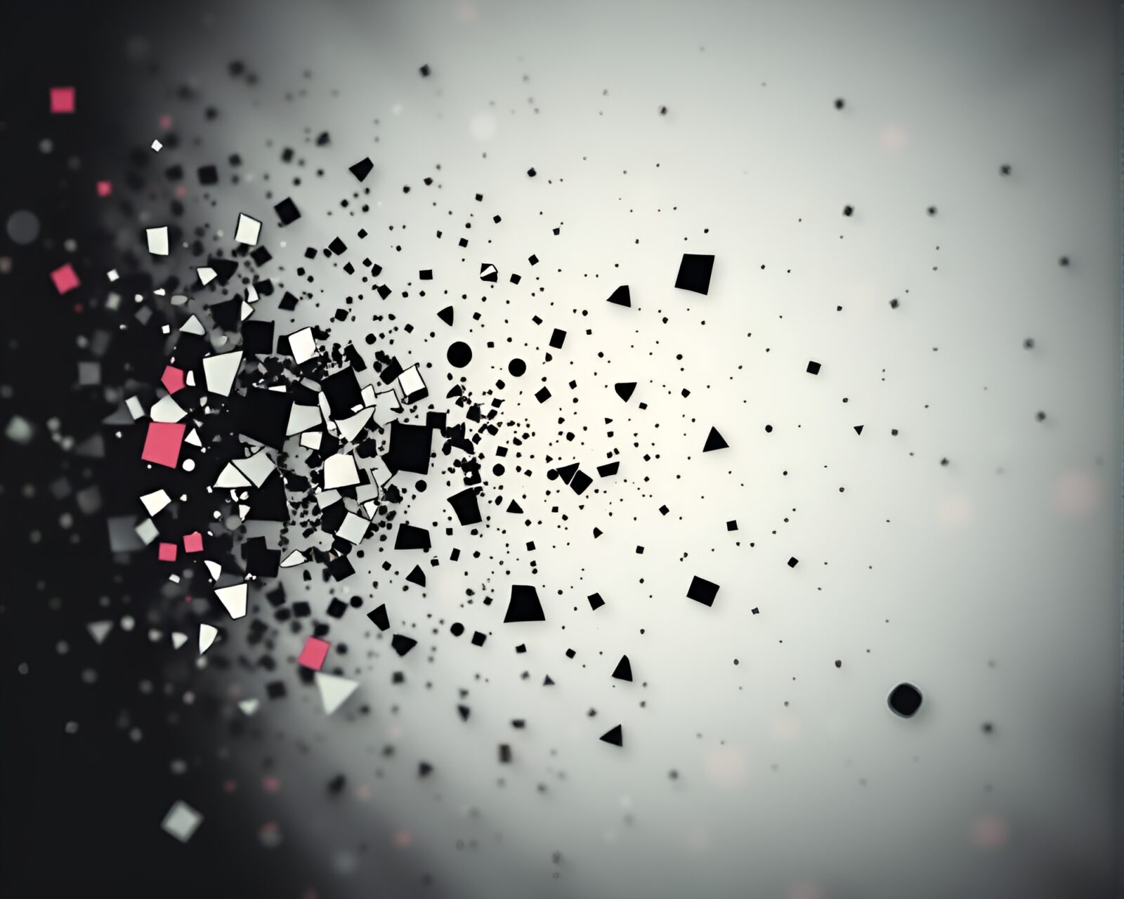 Abstract broken mosaic with tiny nanobots in muted lighting