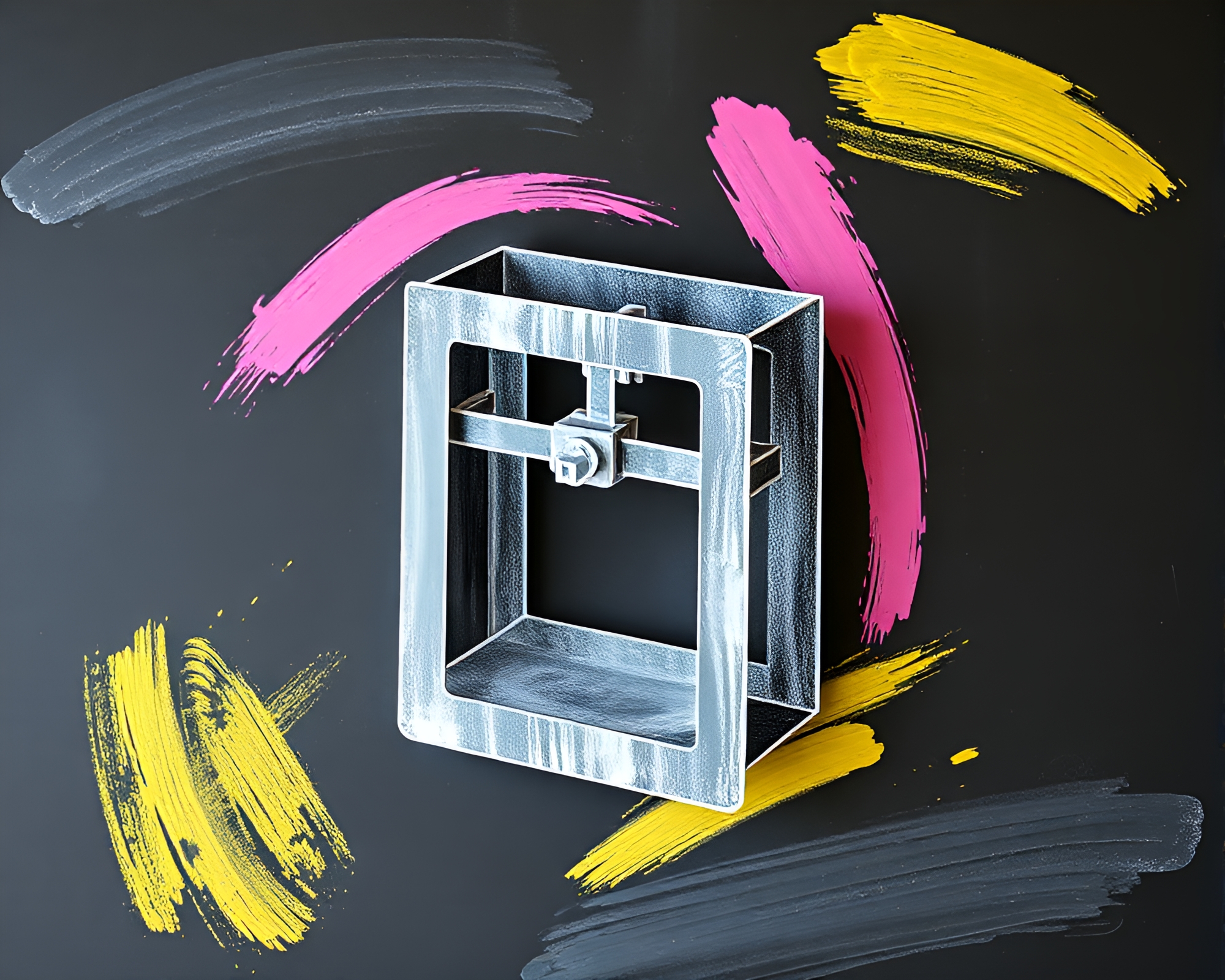 3D Bio-Printer Unfolding Neon Origami Creations – free AI stock image