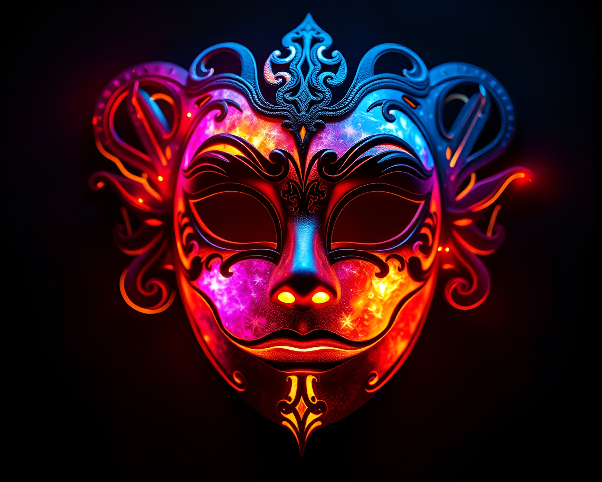Fiber Optic Venetian Mask in Planetary Pastels – free AI stock image