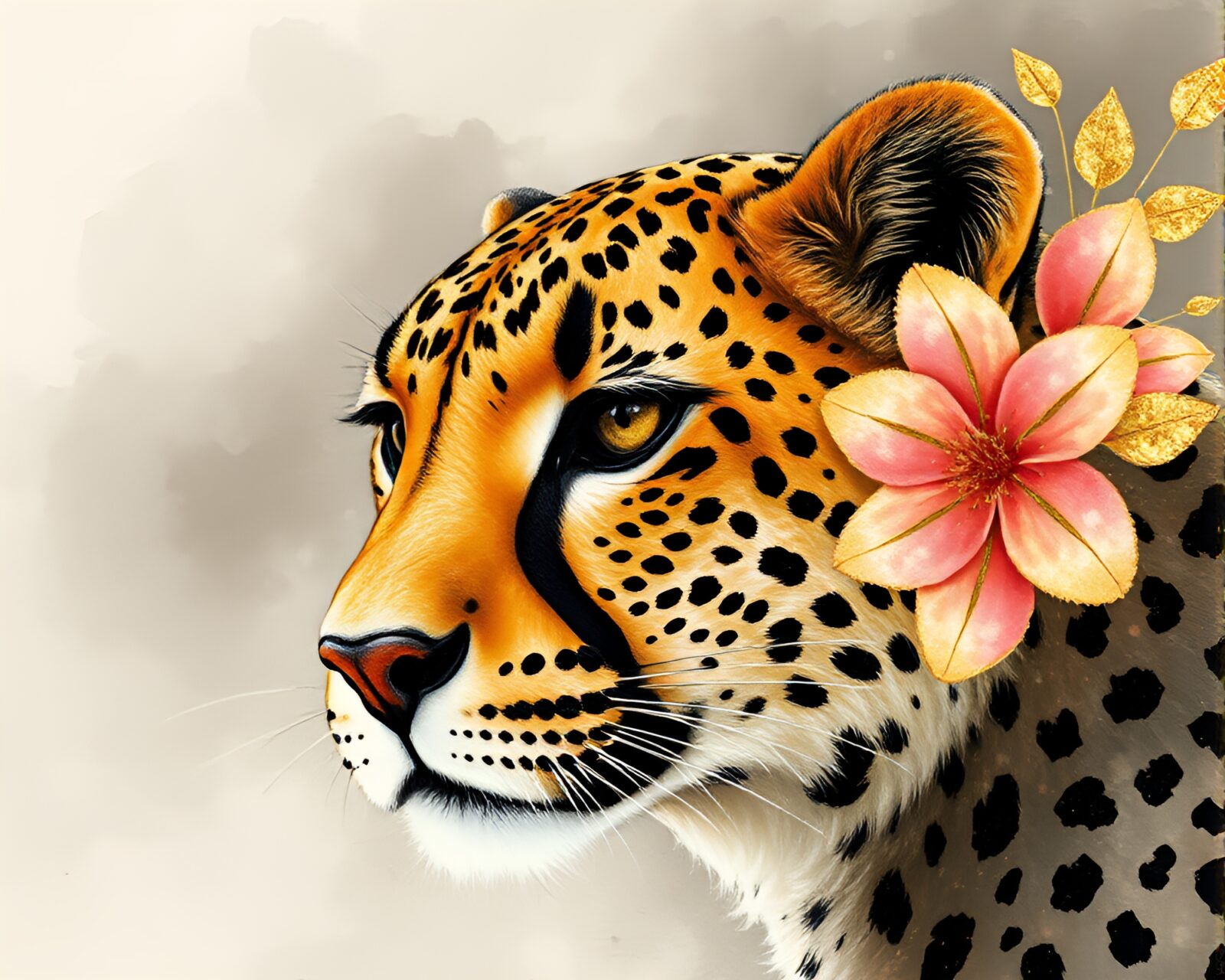Majestic Cheetah highlighted in gold on vibrant digital background