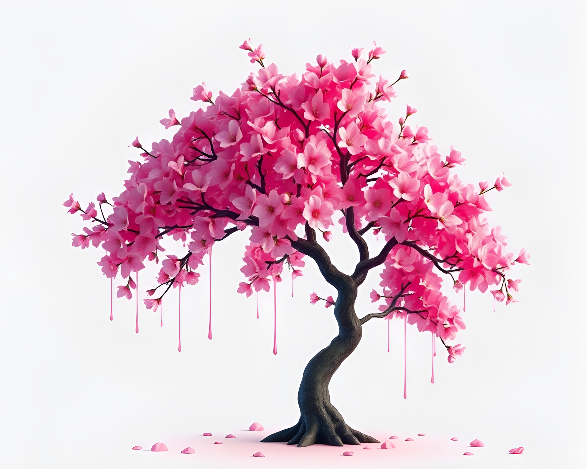 Cherry Blossom Galaxy in Low-Poly 3D Ink Wash – free AI stock image