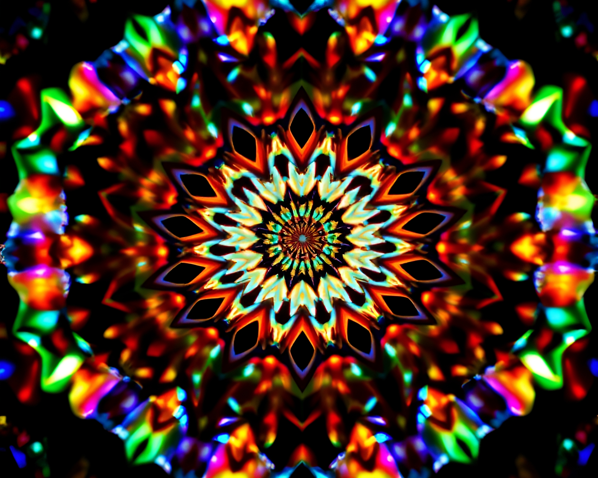 Mandala Glitch: Kaleidoscope Fragments and Iridescent Highlights – free AI stock image