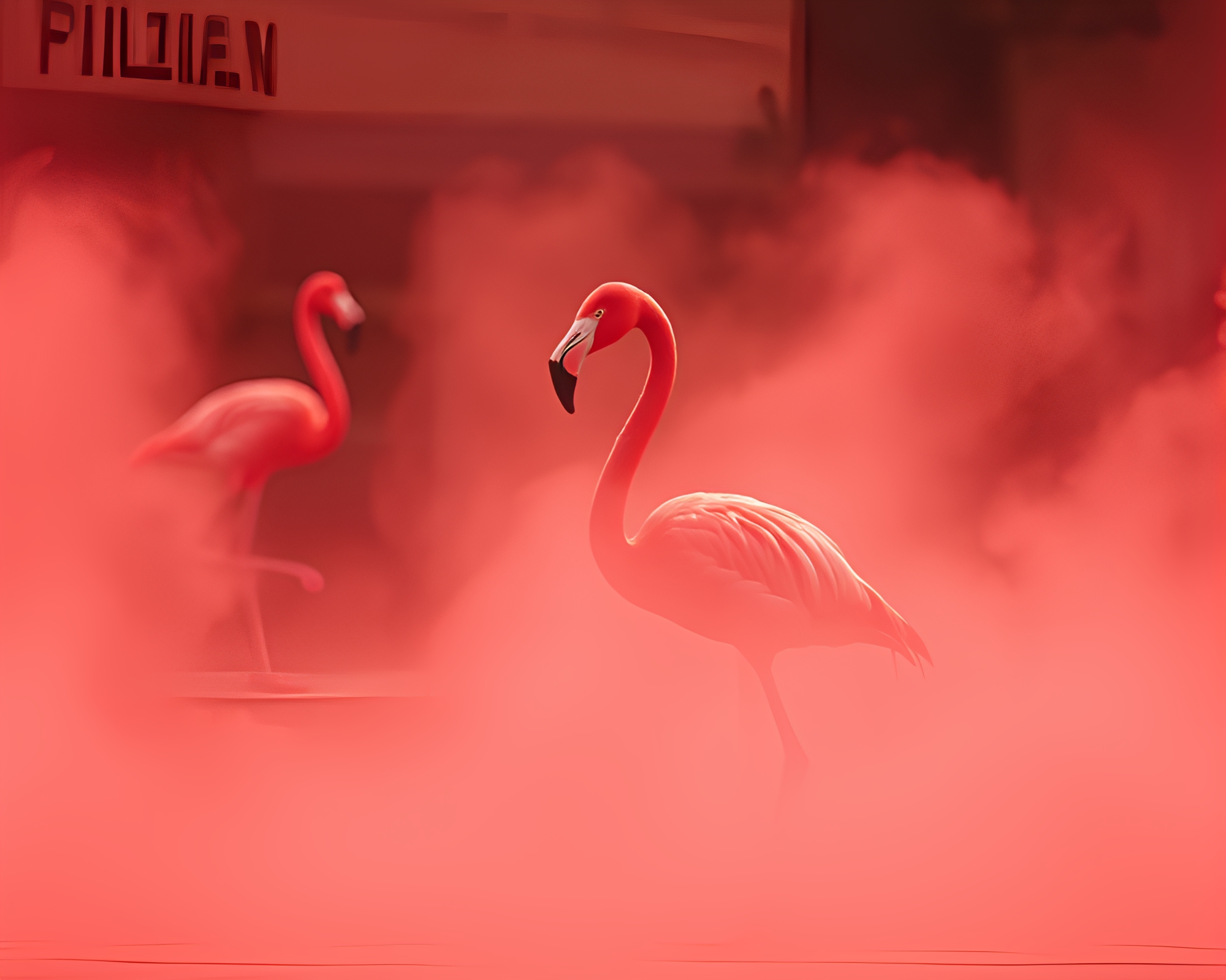 Ethereal Flamingo Silhouette in Particle Simulation – free AI stock image