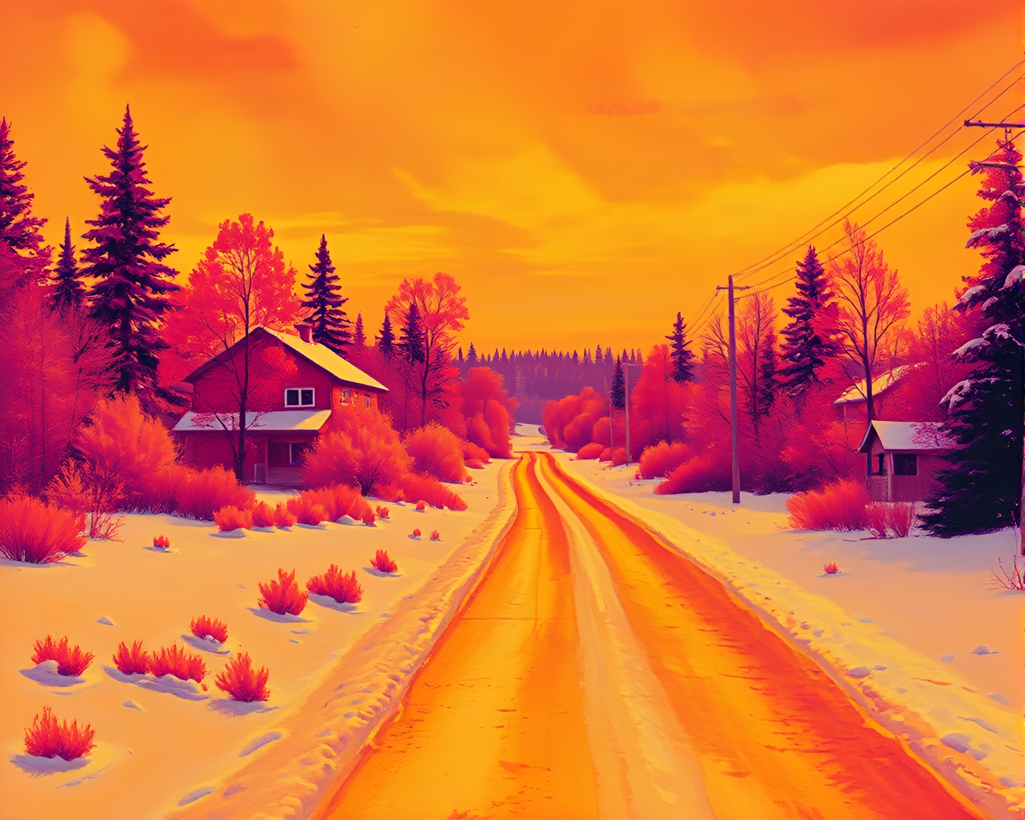 Ephemeral Aurora: Arctic Street Art in Thermal Glow – free AI stock image
