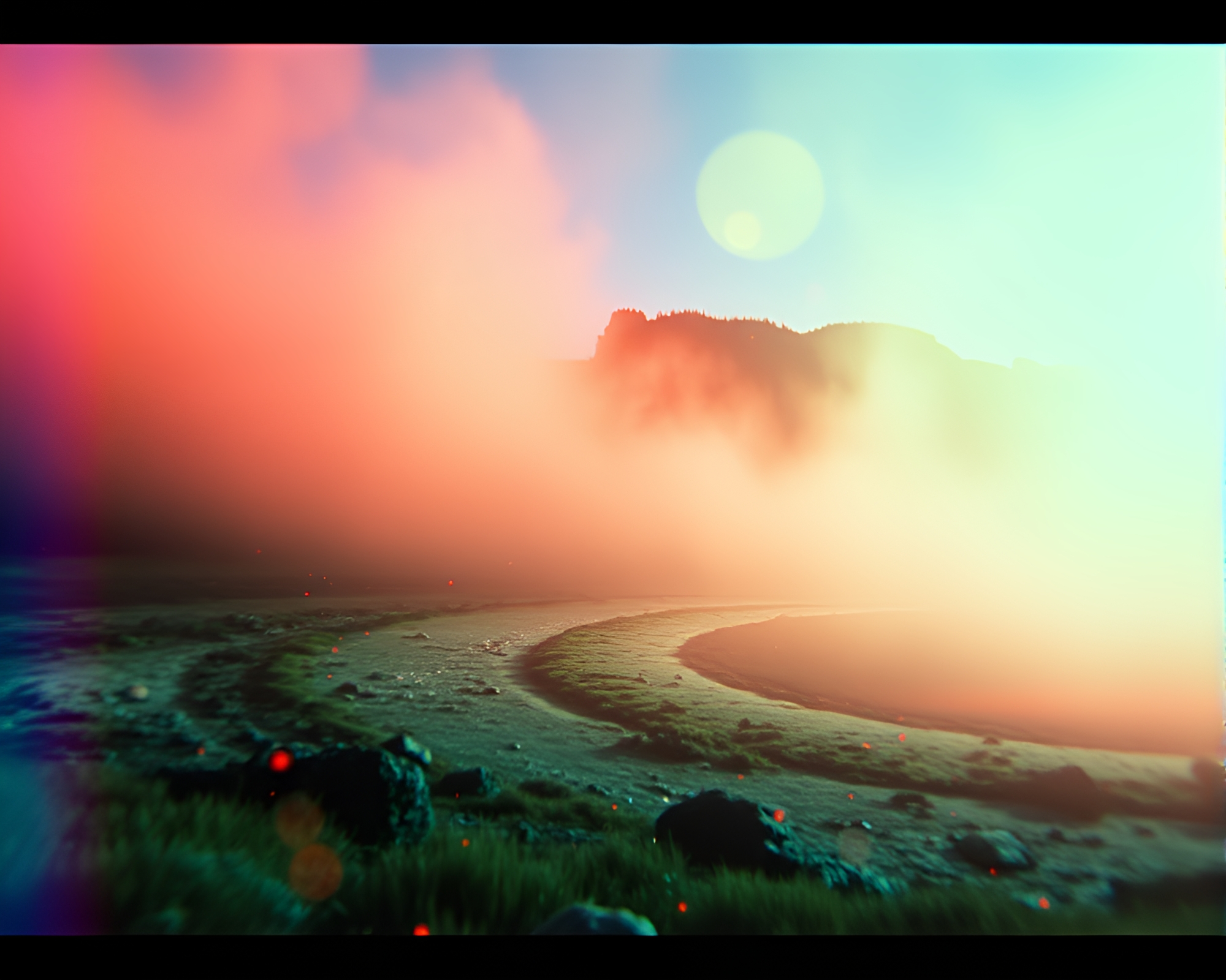 Fantasy Geyser Field with Chromatic Aberration – free AI stock image