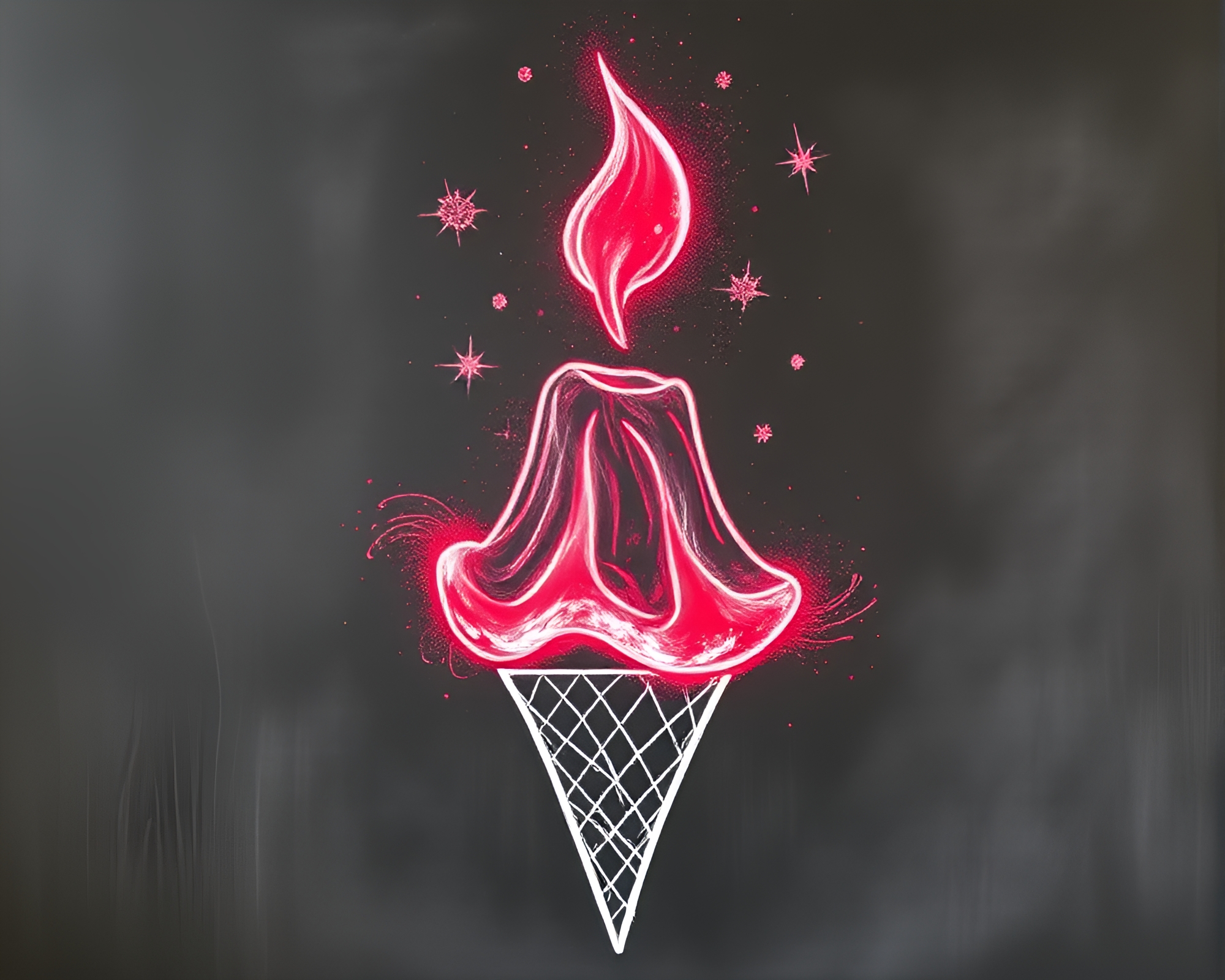 Chalkboard Gelato Cone in Volcano Red Glow – free AI stock image
