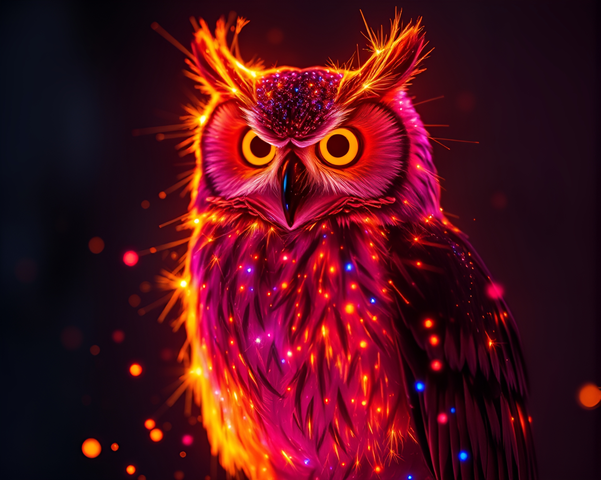 Graffiti Owl in Fiber Optic Dust Moted Light – free AI stock image