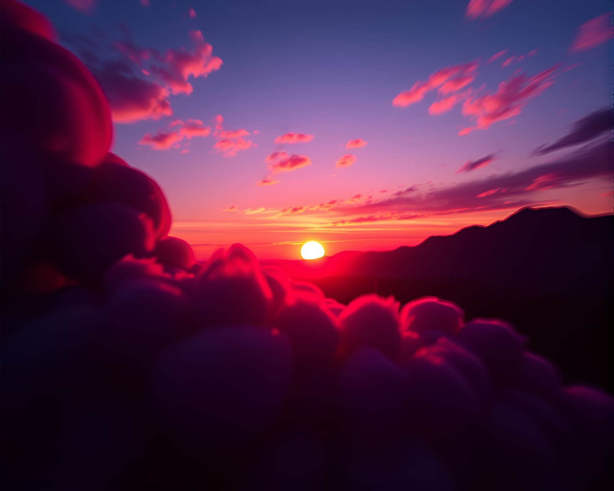 Vibrant Sunset Rocket Launch with Chromatic Aberration – free AI stock image