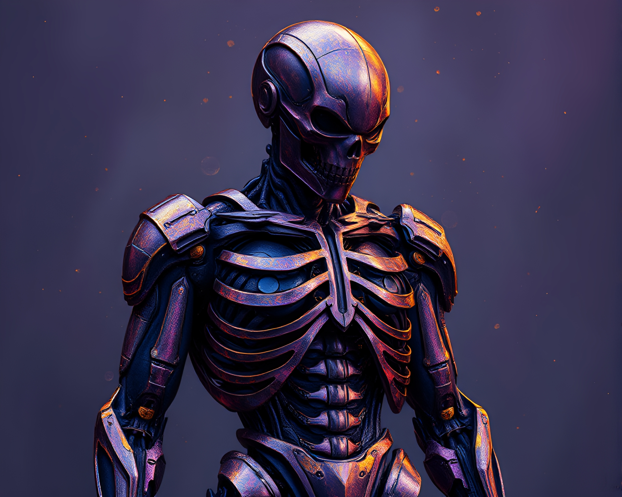 Twilight-Purple Exoskeleton Suit with Gilded Highlights – free AI stock image