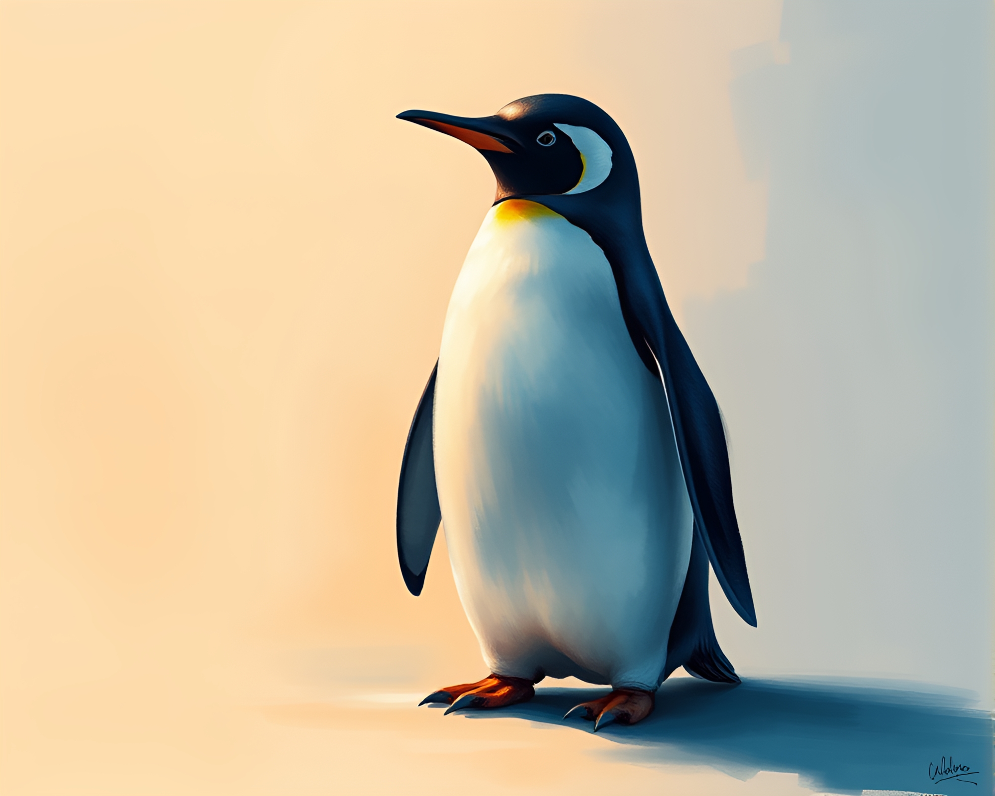 Penguin Grid: Gouache Ambient Occlusion Painting – free AI stock image