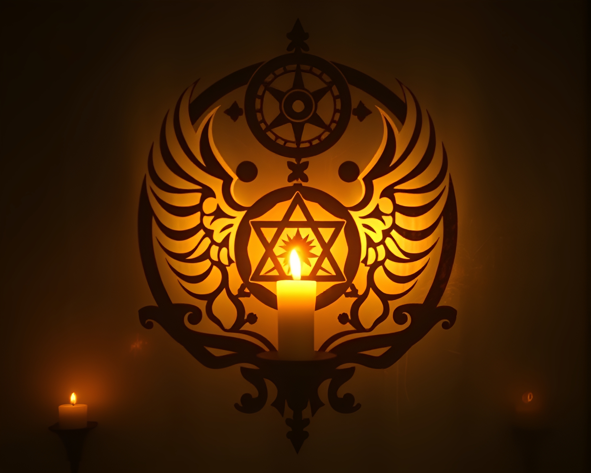 Glowing Esoteric Sigil Stencil Art Candlelit Composition – free AI stock image