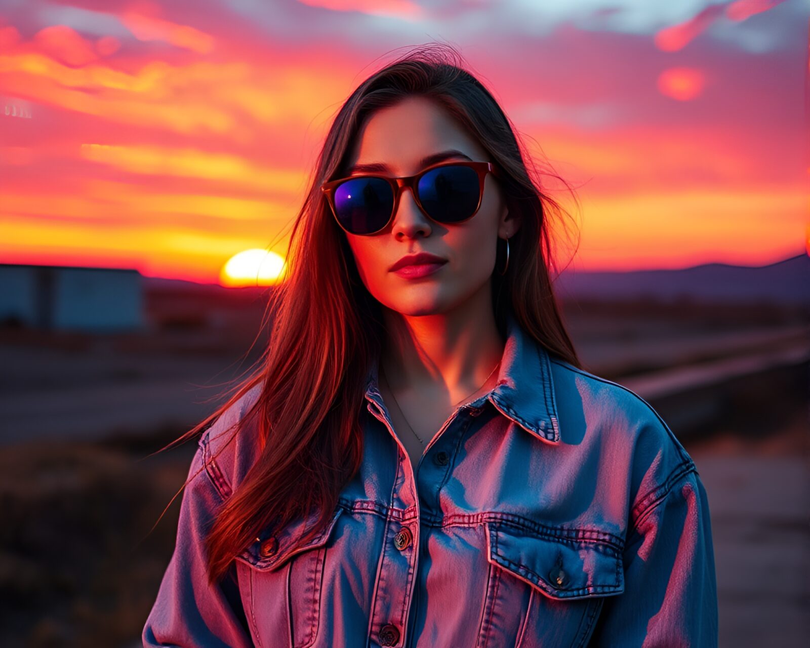 Bold colors and detailed engraving in a vibrant sunset scene