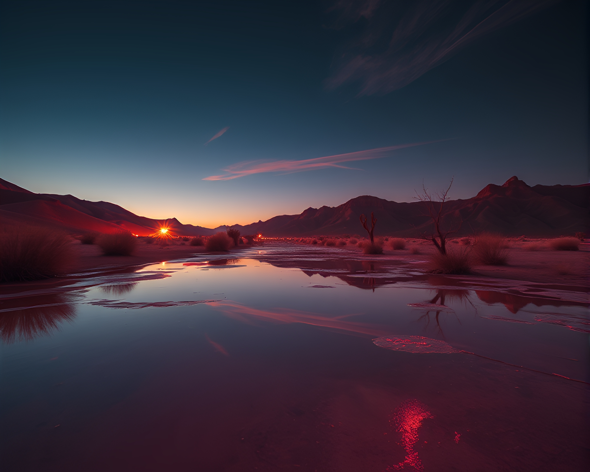 Neon Mirage: Glowing Sands and Illusions – free AI stock image