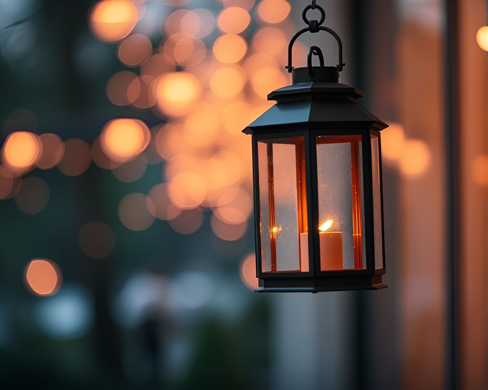 Cubist Lantern Glow in Rose Gold Composition – free AI stock image
