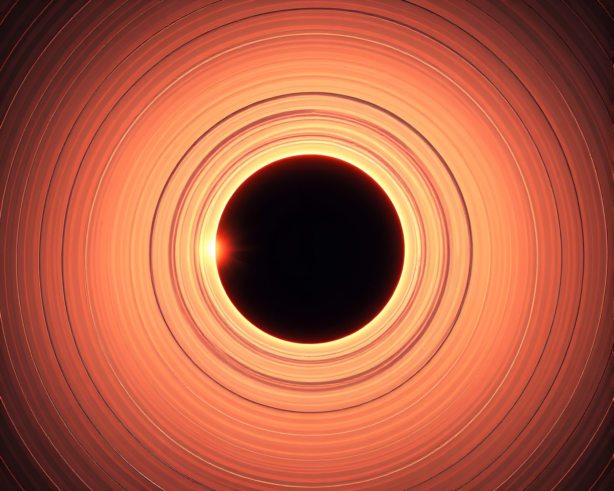 Surrealist Eclipse: Peachy Glow in Concentric Circles – free AI stock image