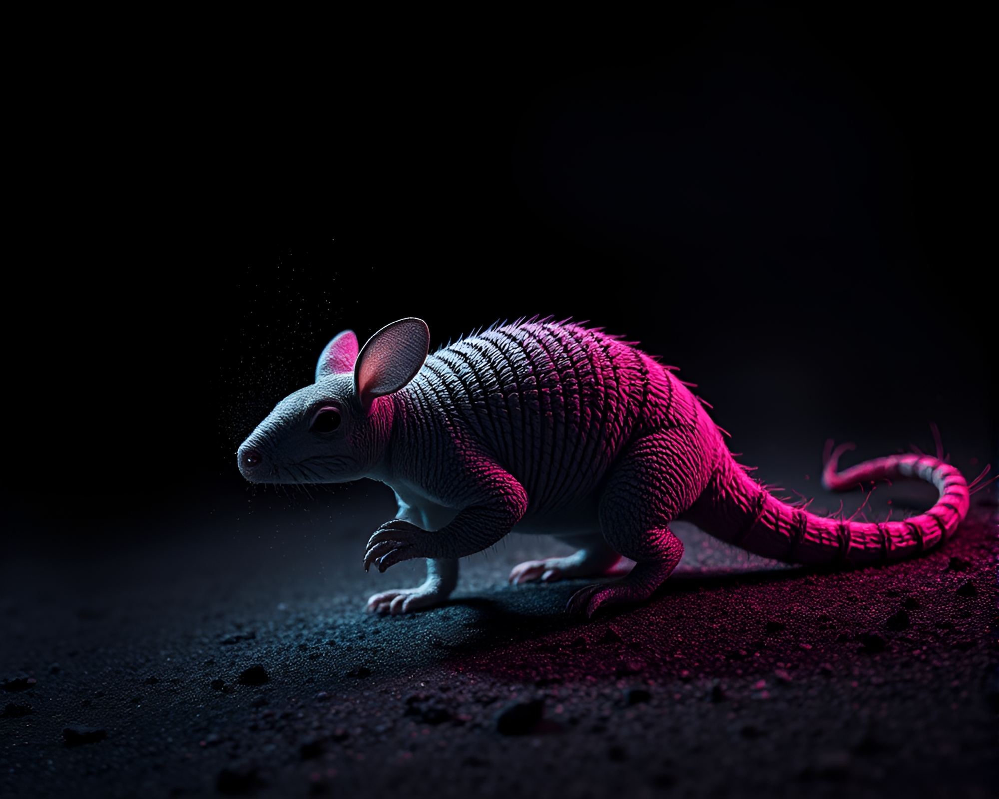 Tilted Armadillo Under Cosmic Dust: High-Contrast Noir – free AI stock image