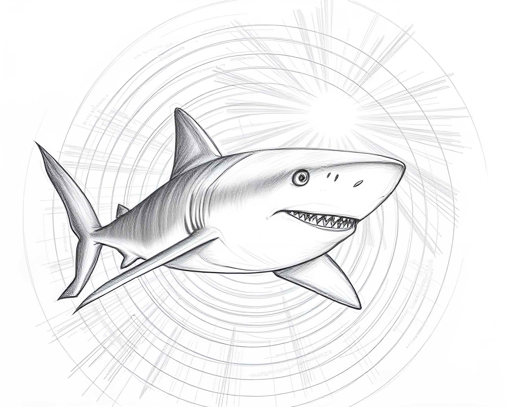 Shark in Sunbeam Circle – free AI stock image