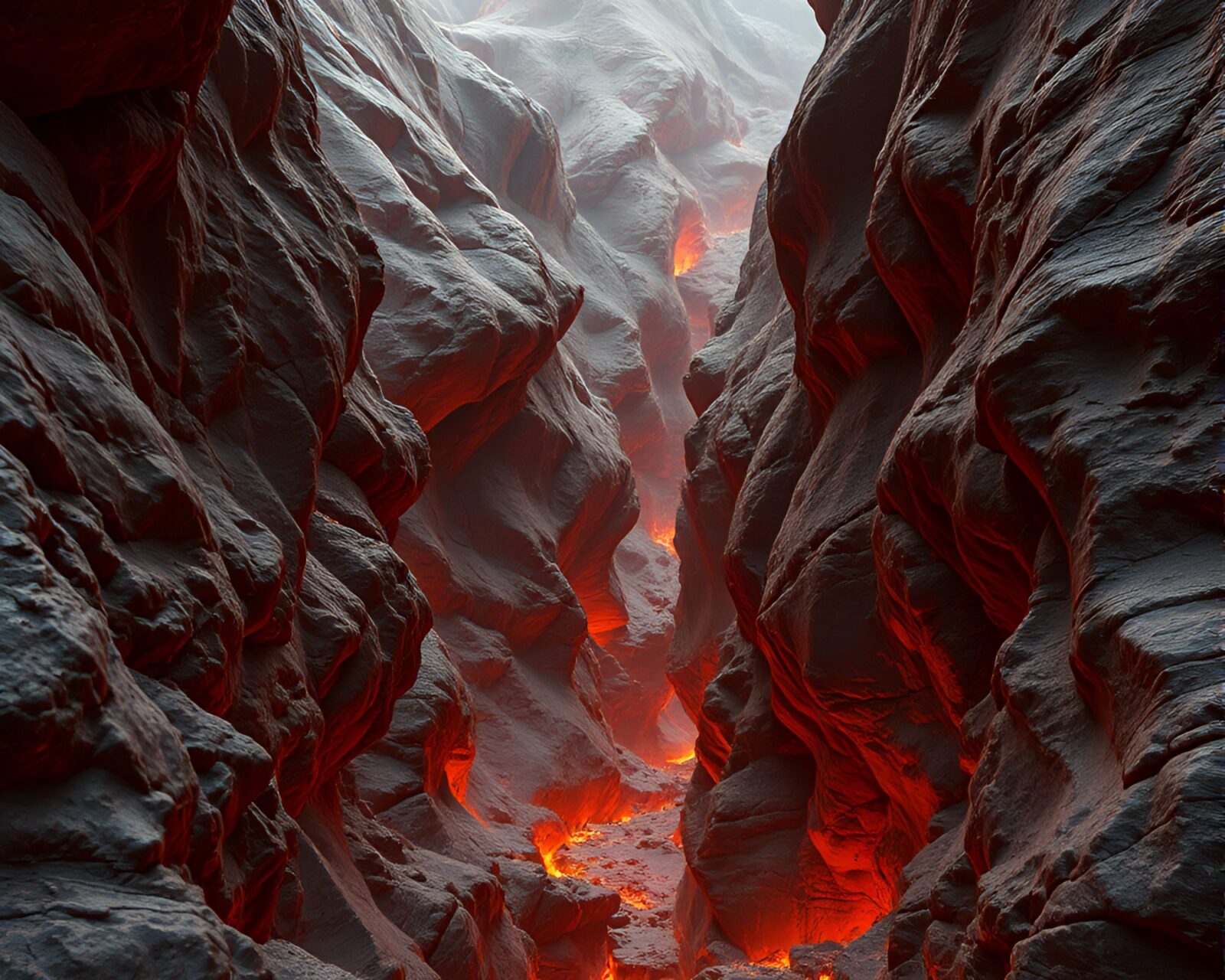 Majestic scene of embers floating in eroded canyon with bronze sheen