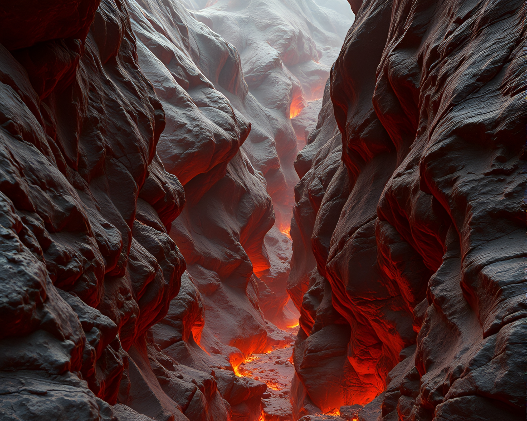 Floating Embers in Eroded Canyon: Bronze Sheen Fantasy – free AI stock image