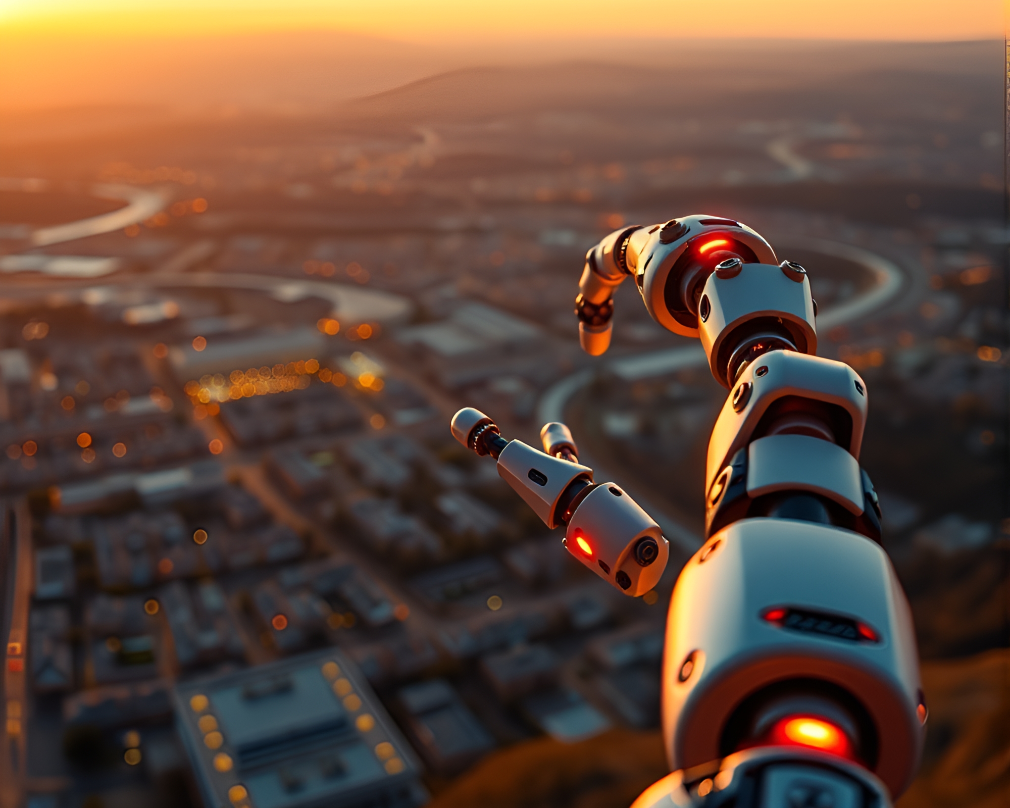 Robotic Arm in Fluid Simulation Panorama – free AI stock image