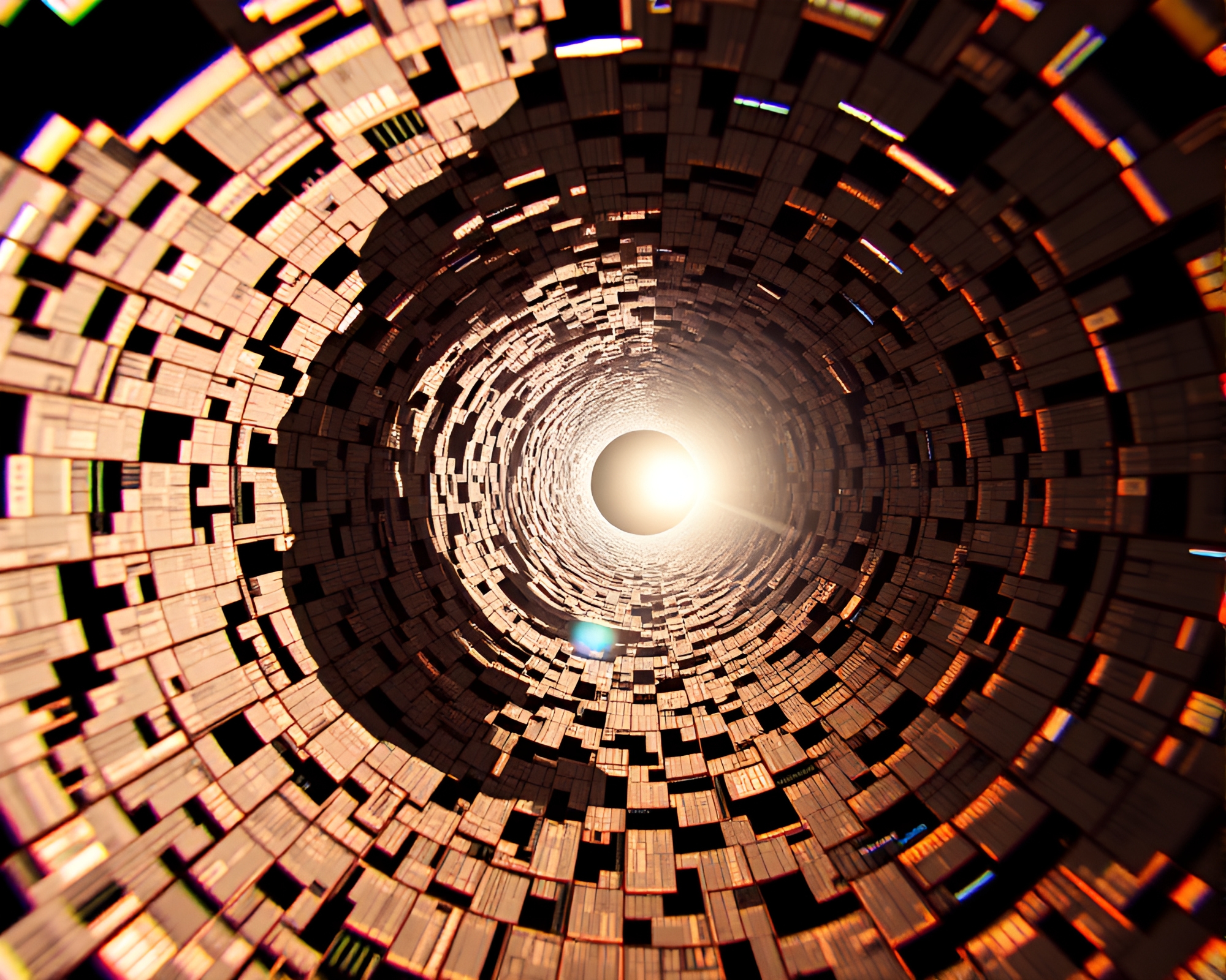 Stereoscopic Eclipse Shadow Quantum Computer Illustration – free AI stock image