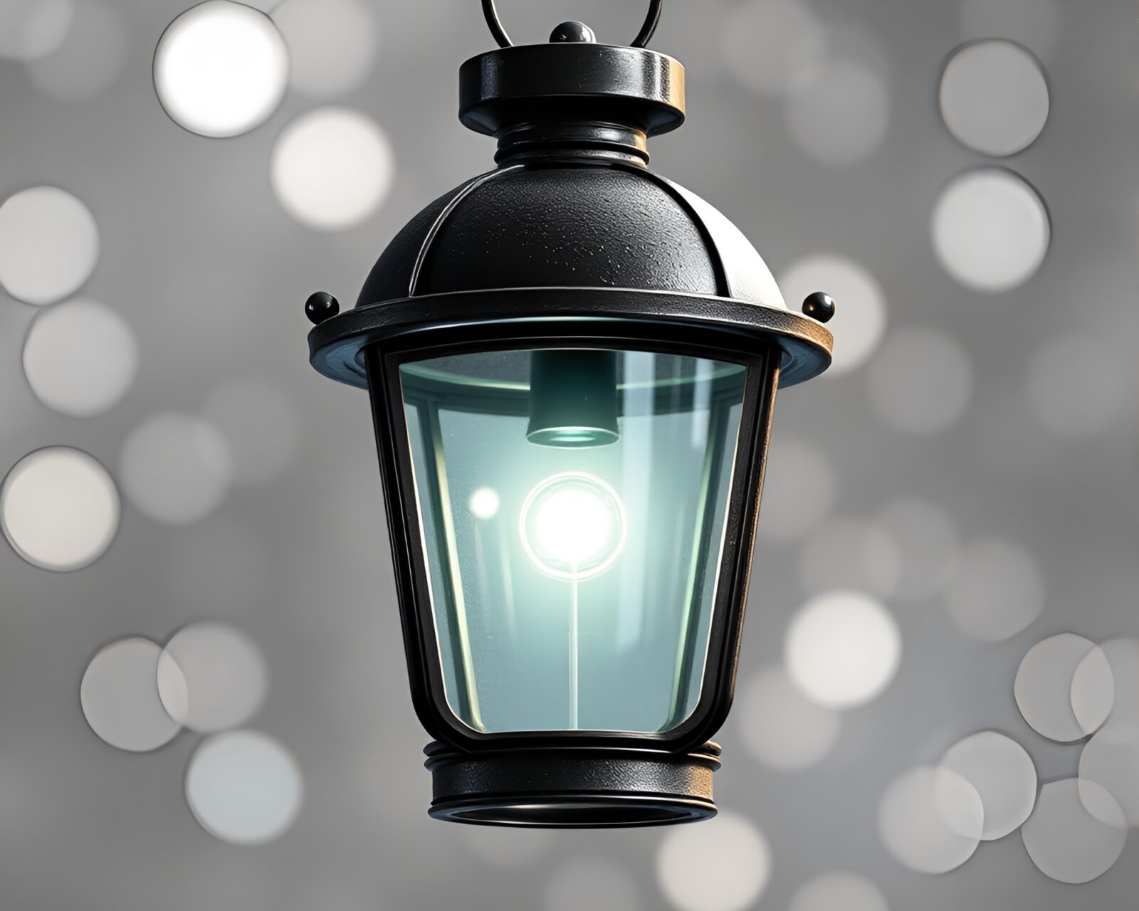 Digital halftone composition of a glowing metallic lantern