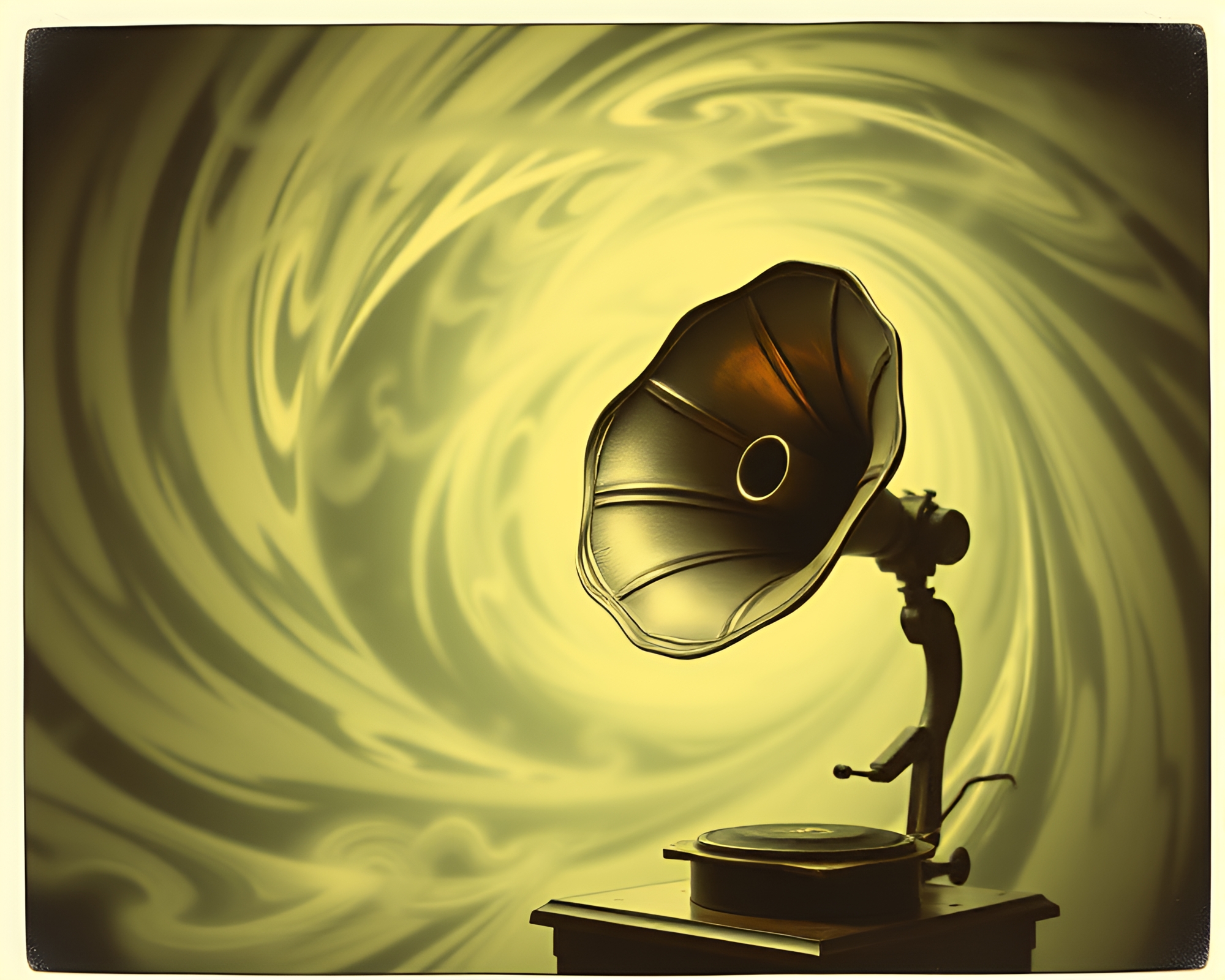 Steampunk Gramophone in Vintage Vortex – free AI stock image