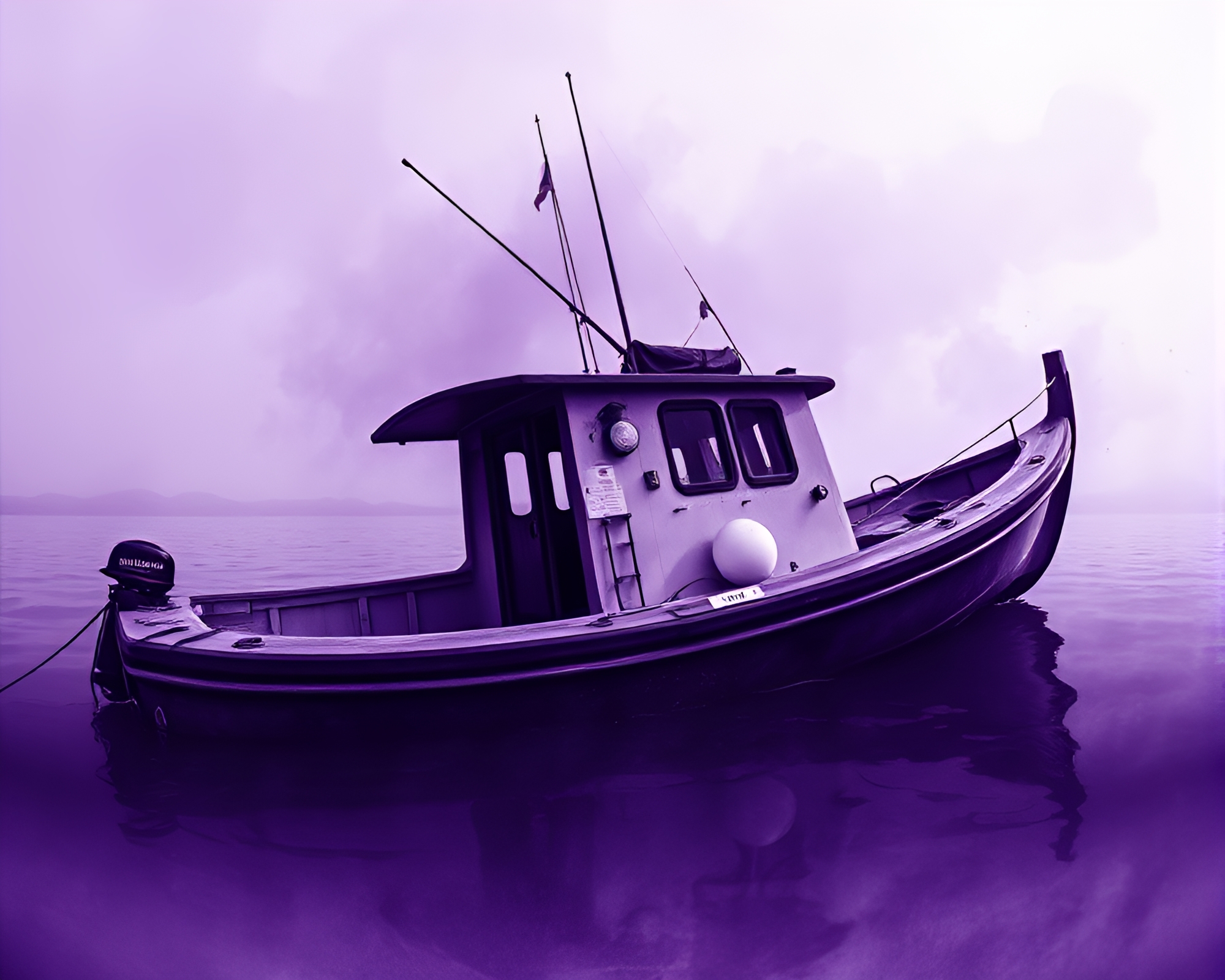 Hydrofoil Boat in Amethyst Ink Wash Fisheye Composition – free AI stock image