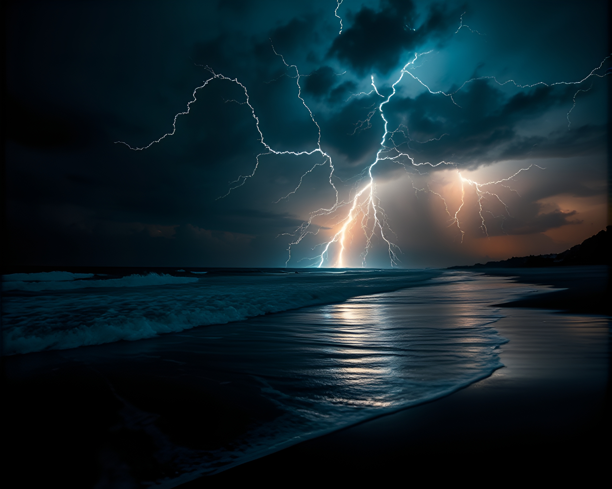 Stormy Seas: Ink Splashes in Glow-in-the-Dark HDR – free AI stock image