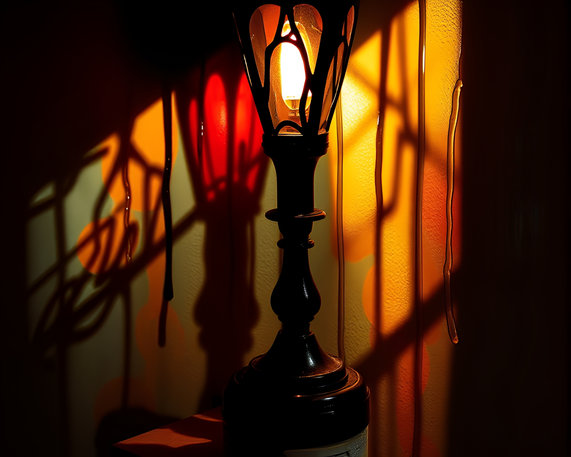 Graffiti Lamp in Stained Glass Light – free AI stock image