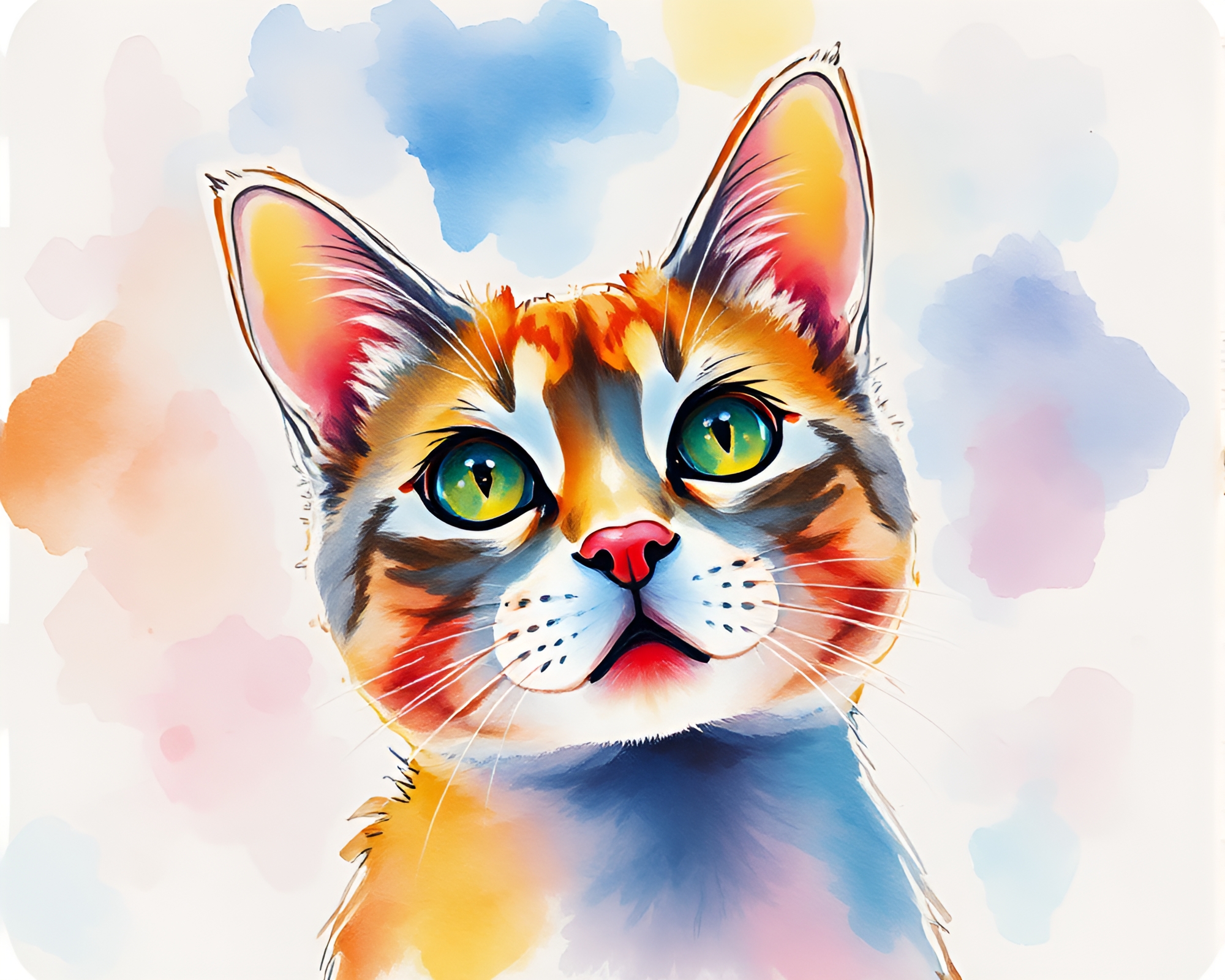 Sunlit Holographic Pet with Watercolor Glow – free AI stock image