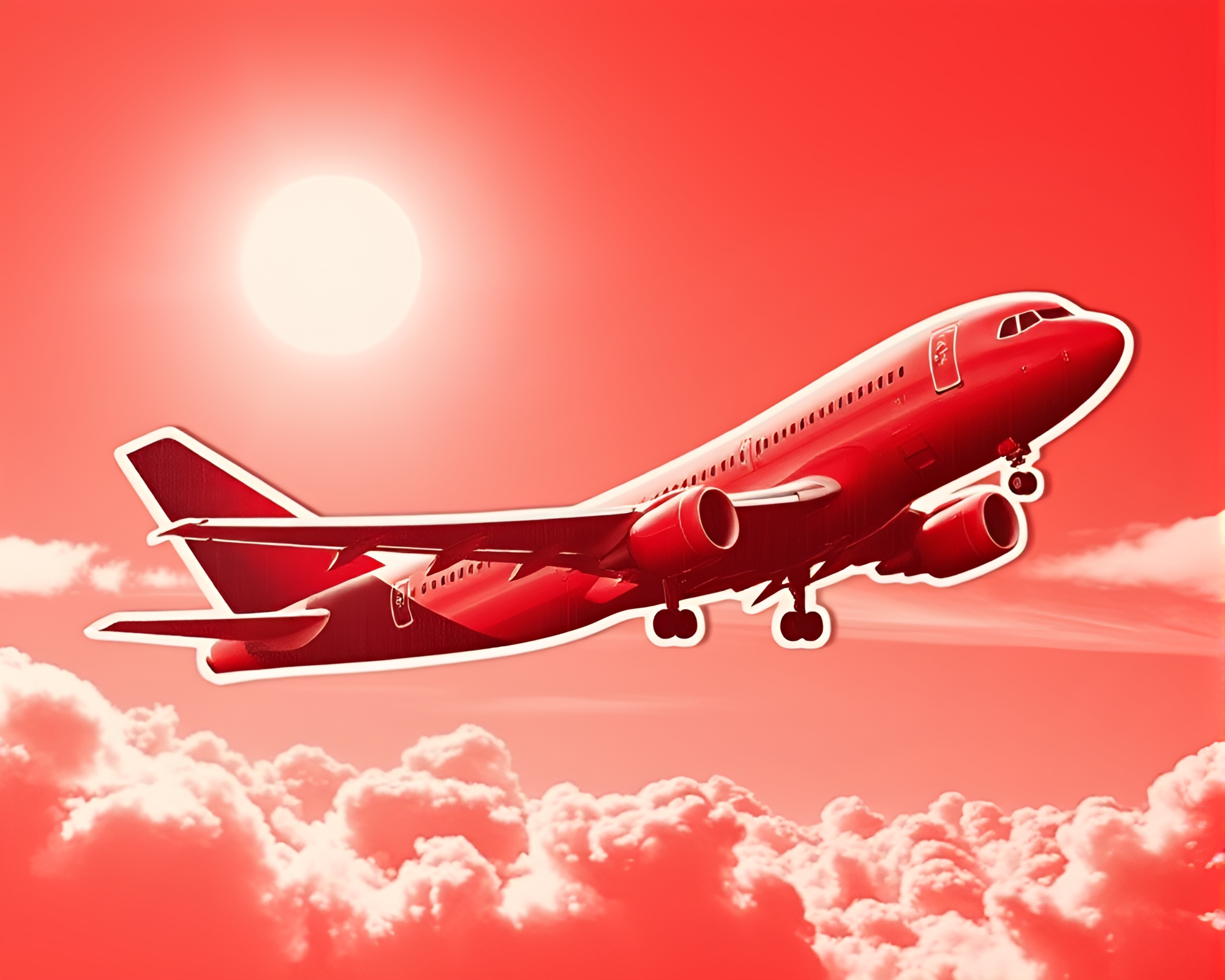 Airplane Collage Cutouts in Monochrome Red HDR Style – free AI stock image