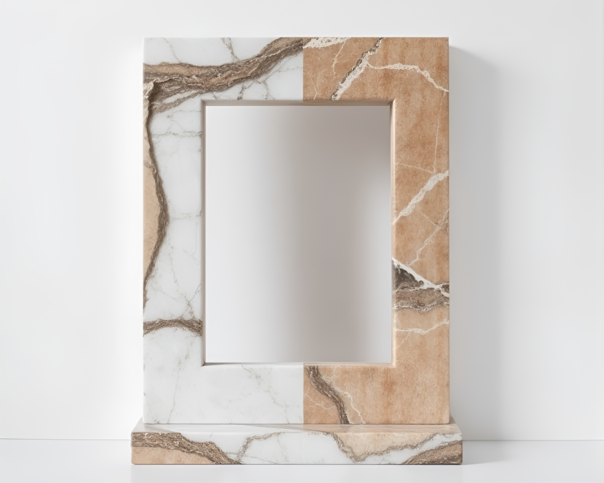 Dystopian Marble Sculpture Framed by Nature – free AI stock image