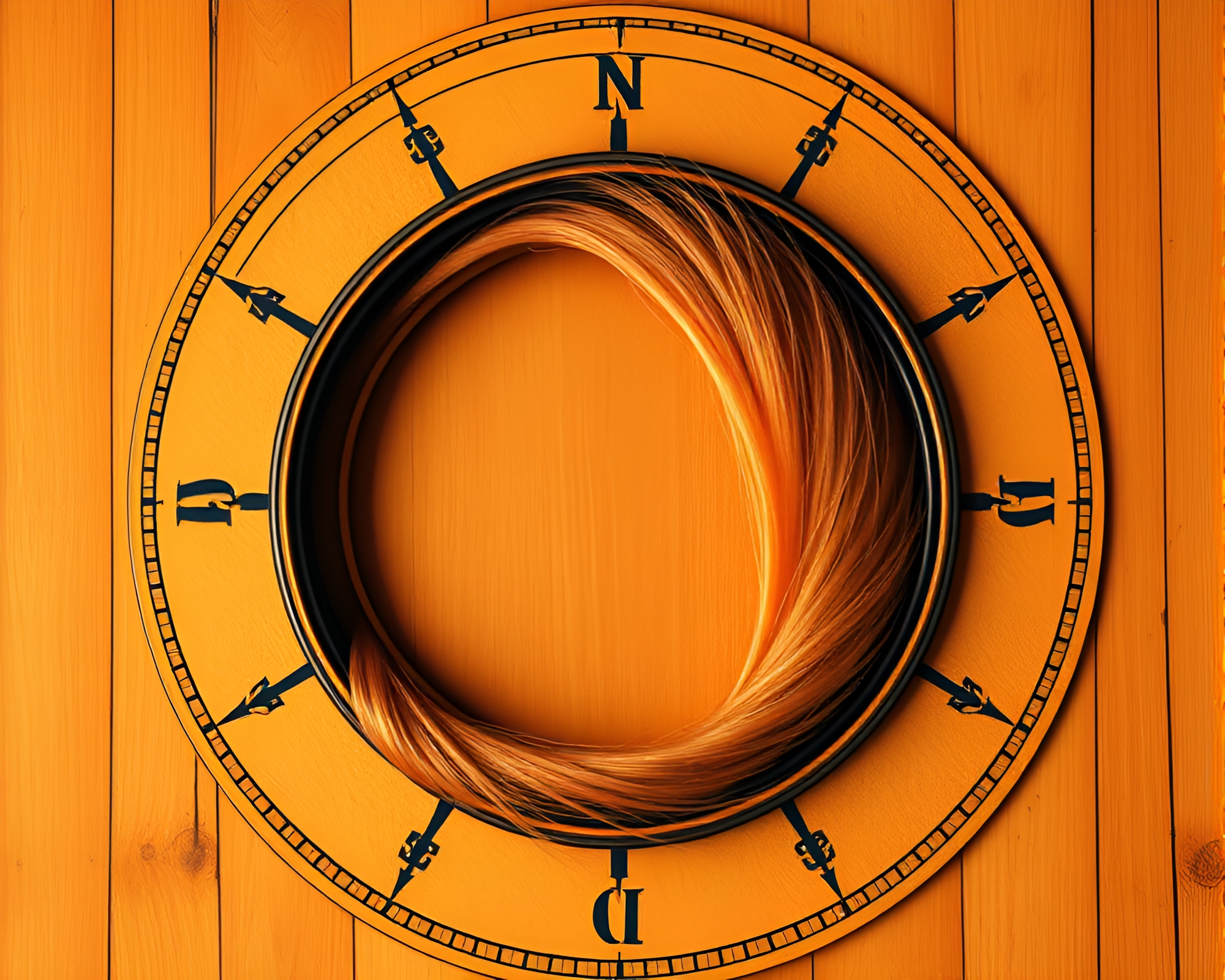 Antique Compass Sunset Hair Simulation Art – free AI stock image