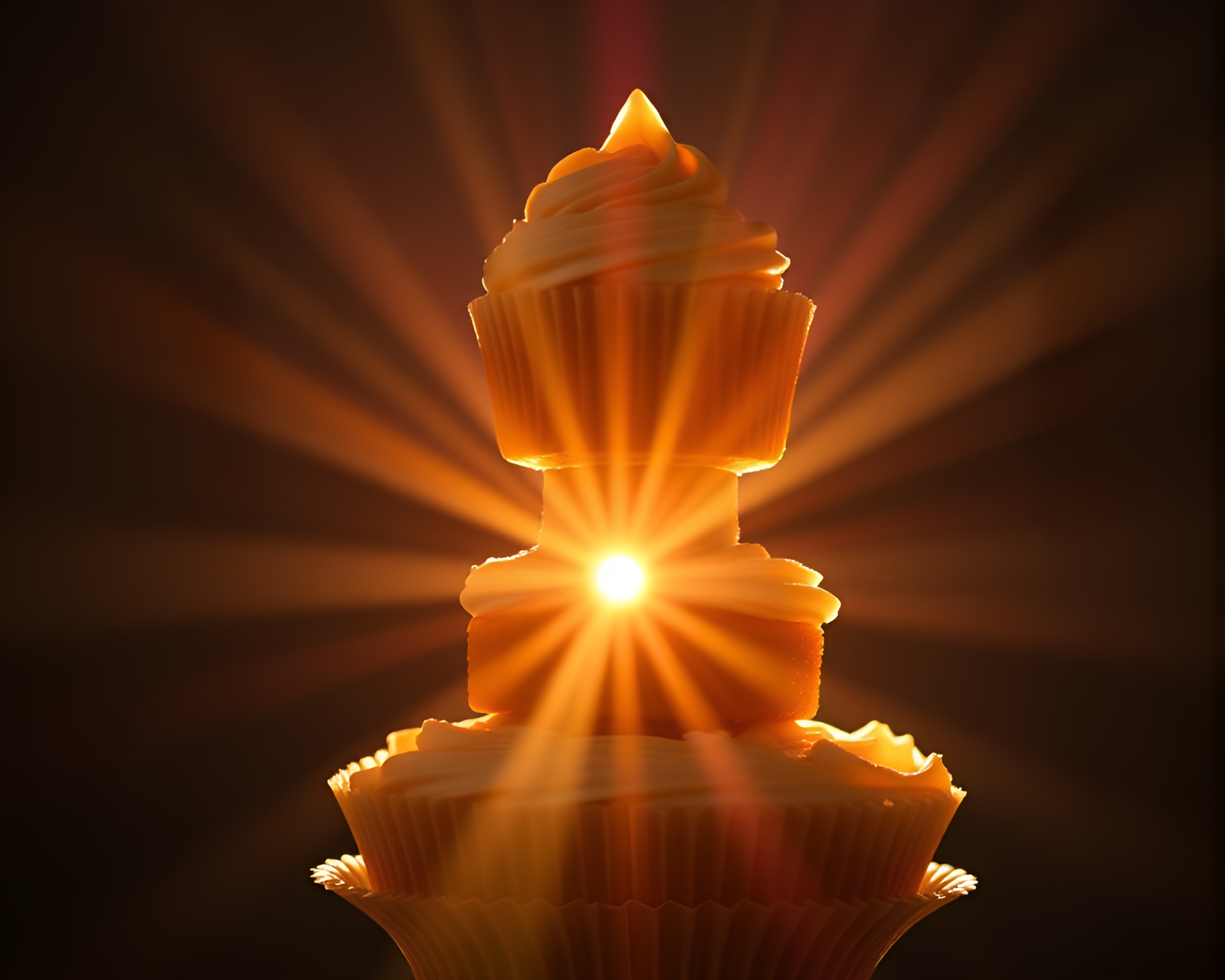 Cupcake Tower in Ultraviolet Lens Distortion – free AI stock image