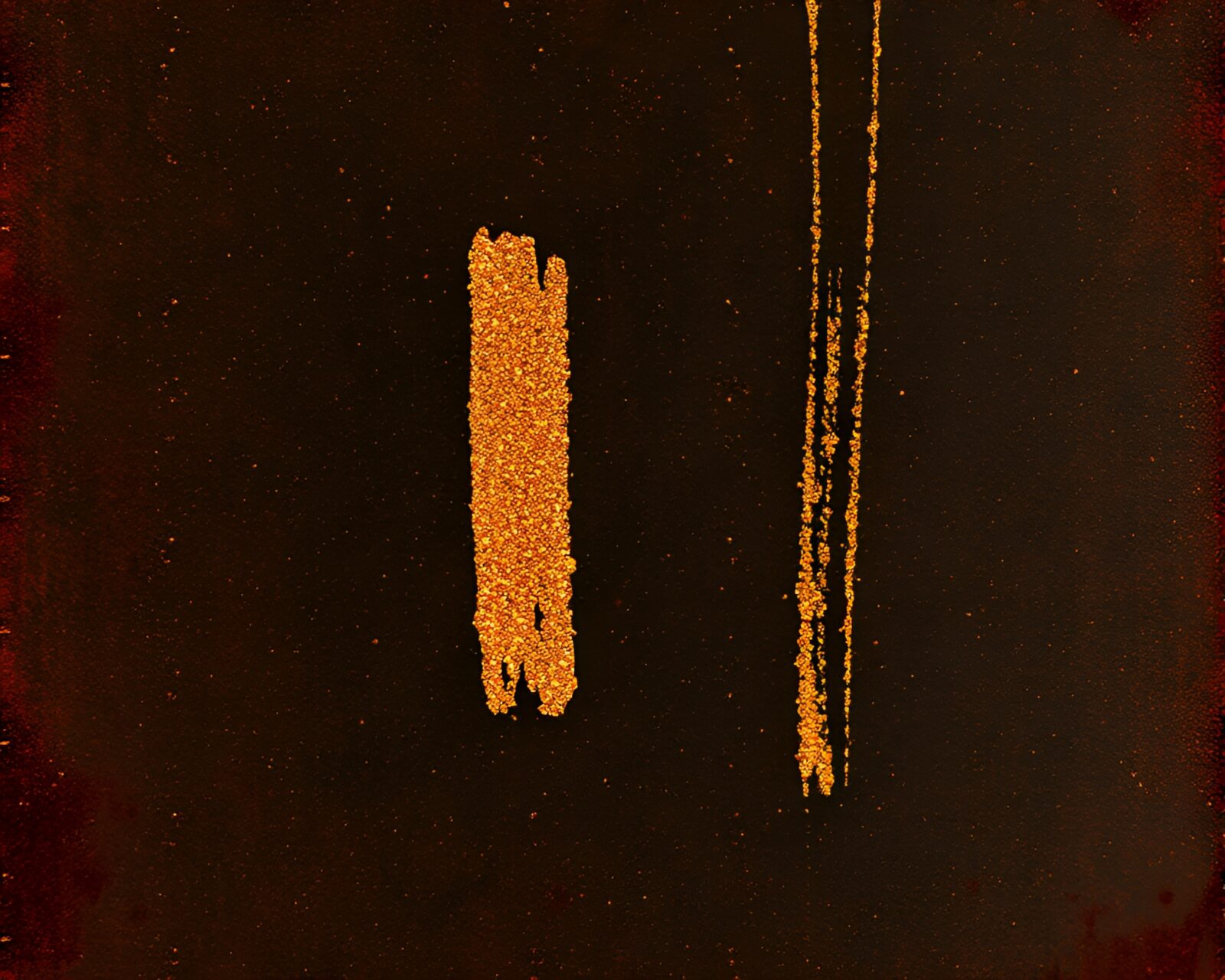 Enchanting image of a rust-stained letter shimmering with dust