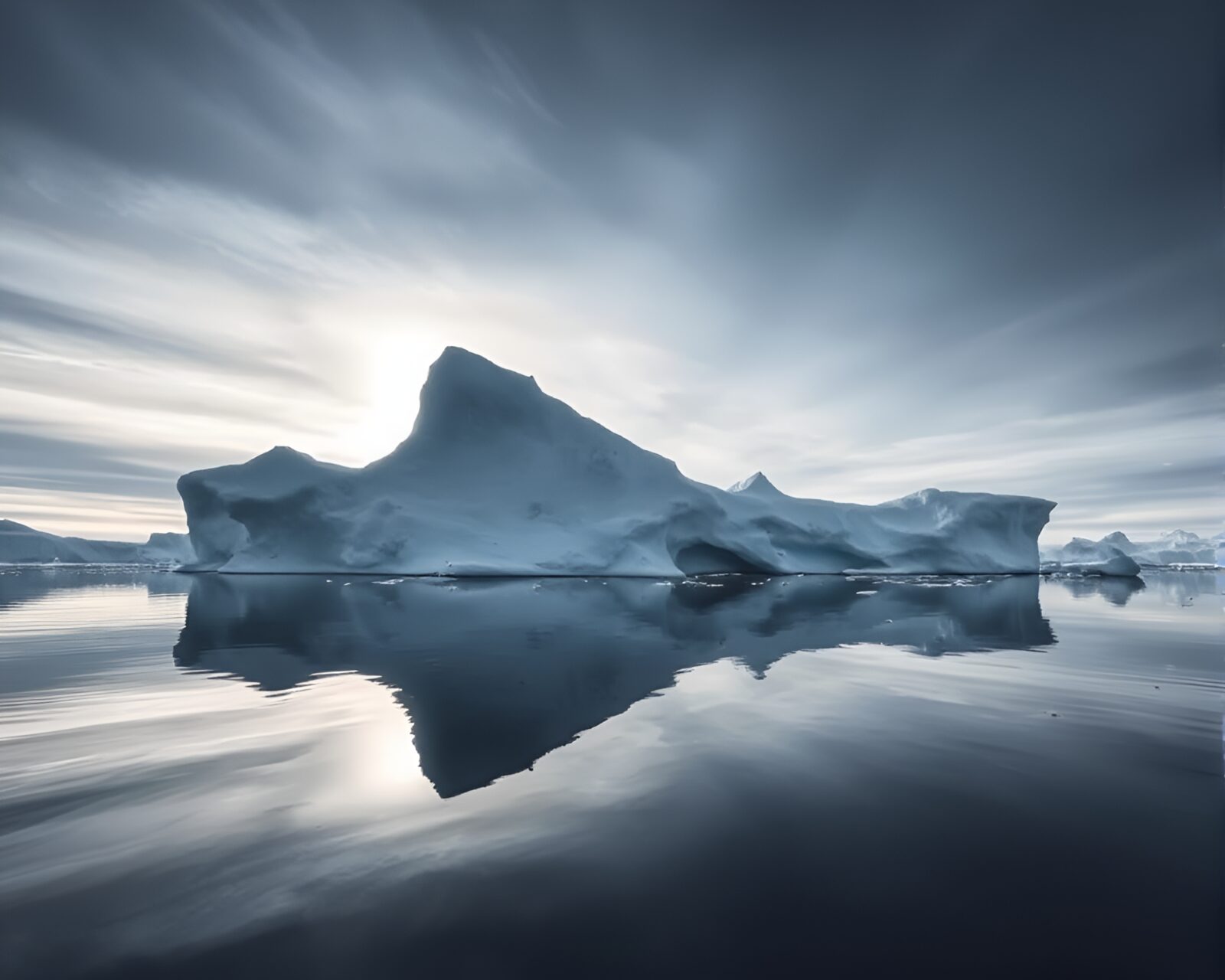 Dramatic high contrast HDR photo of lone Arctic iceberg