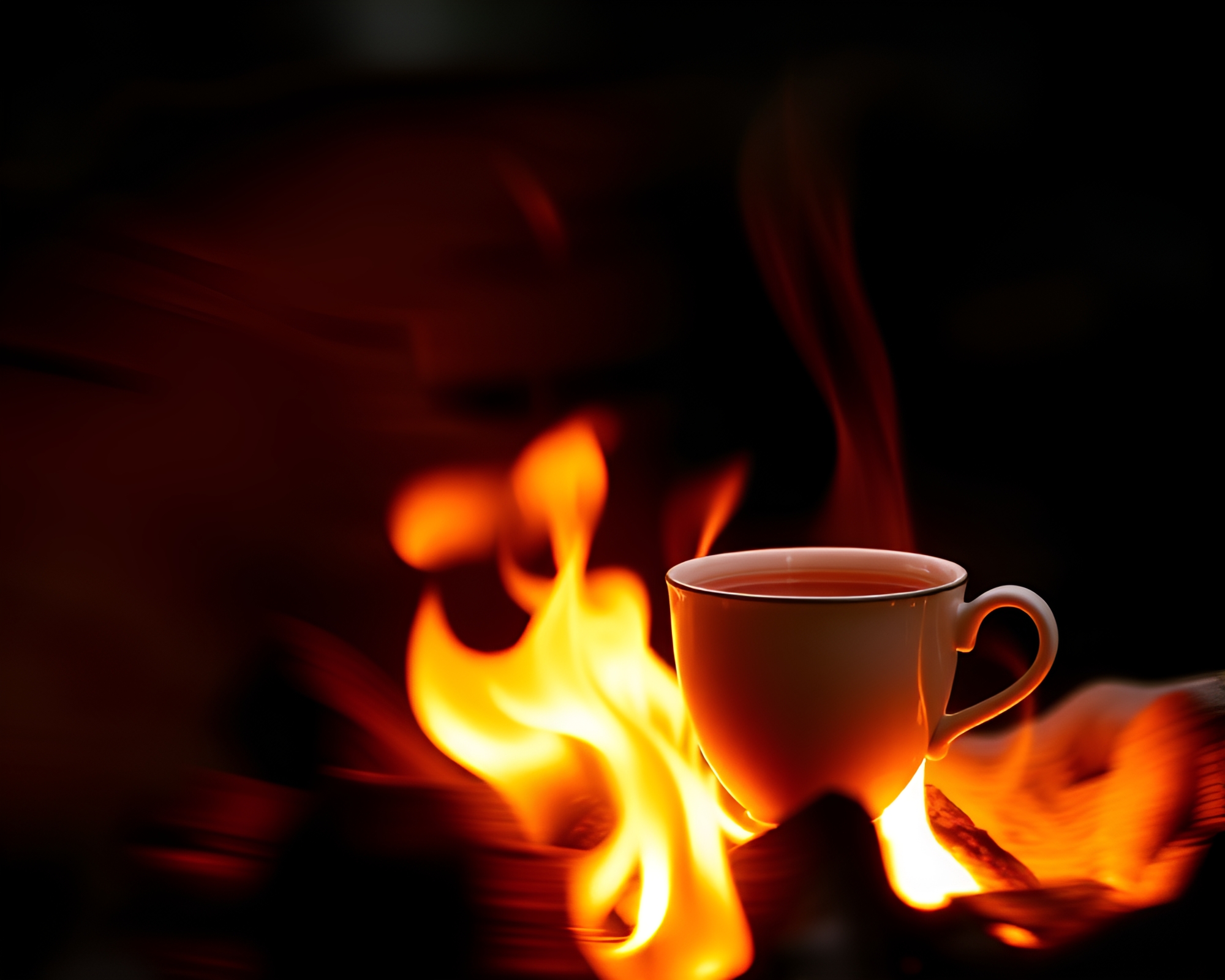Floating Tea Cup in Motion Blur Collage – free AI stock image